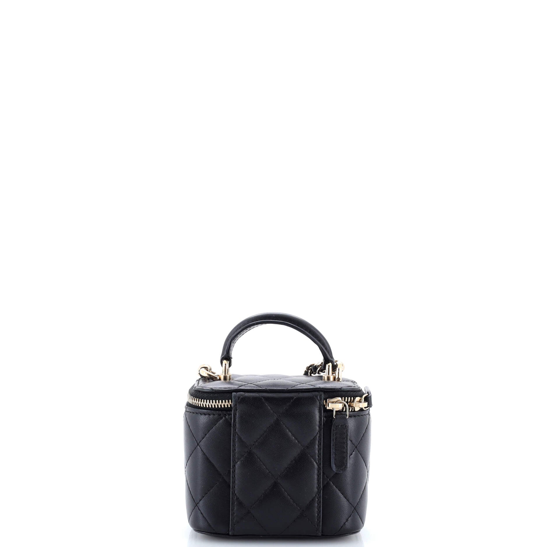 Classic Top Handle Vanity Case with Chain Quilted Lambskin Mini