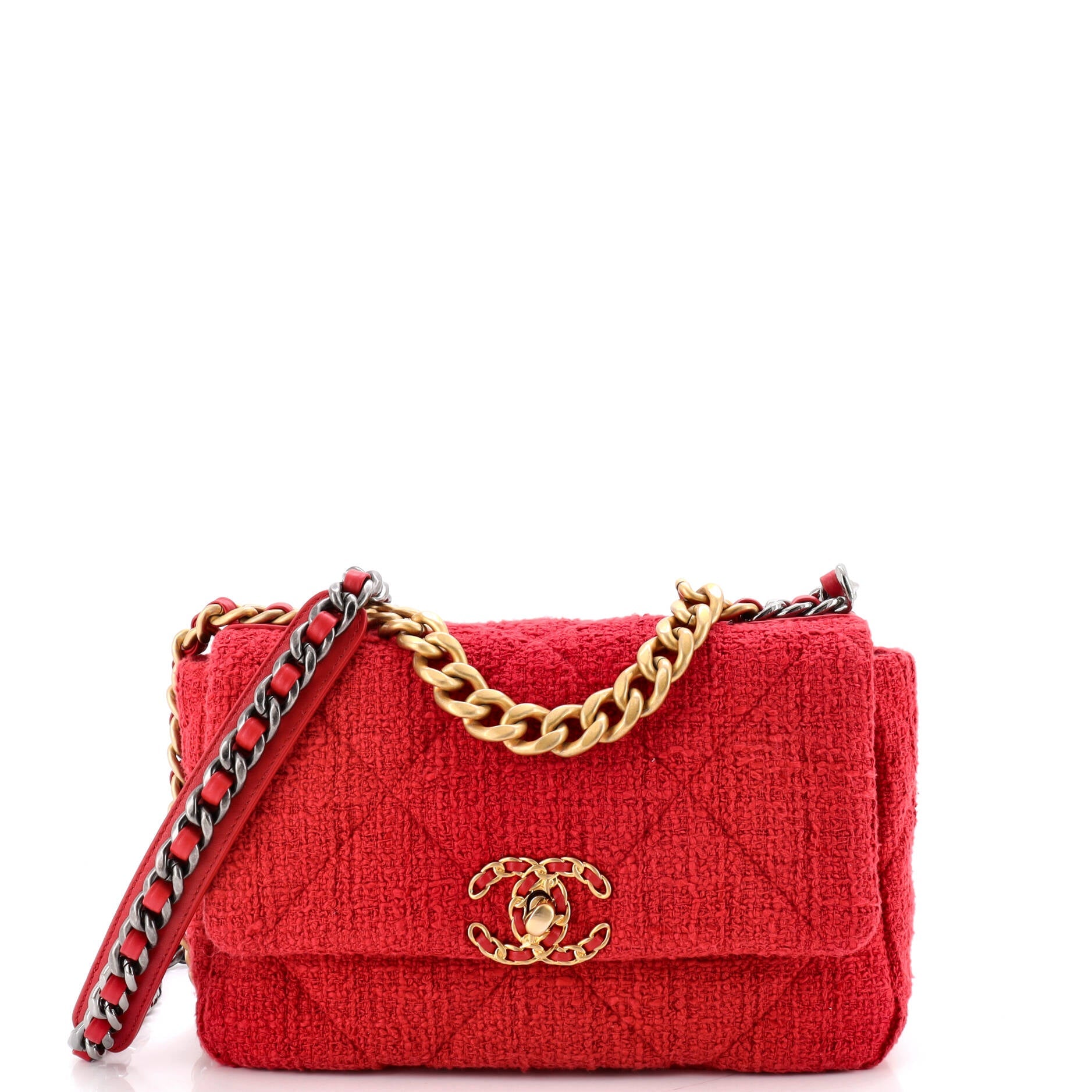 19 Flap Bag Quilted Tweed Medium