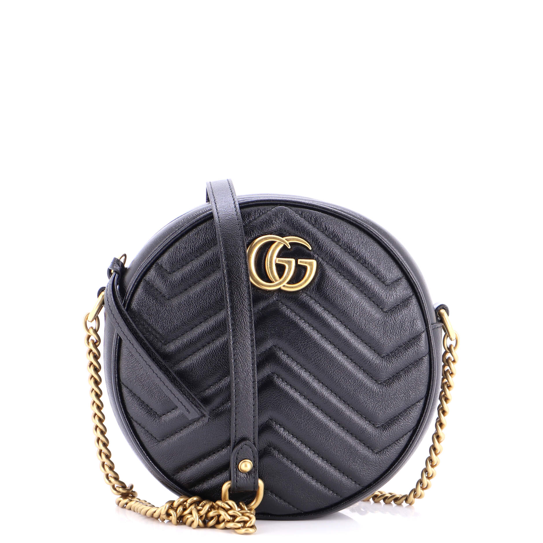 GG Marmont Round Shoulder Bag Matelasse Leather Mini