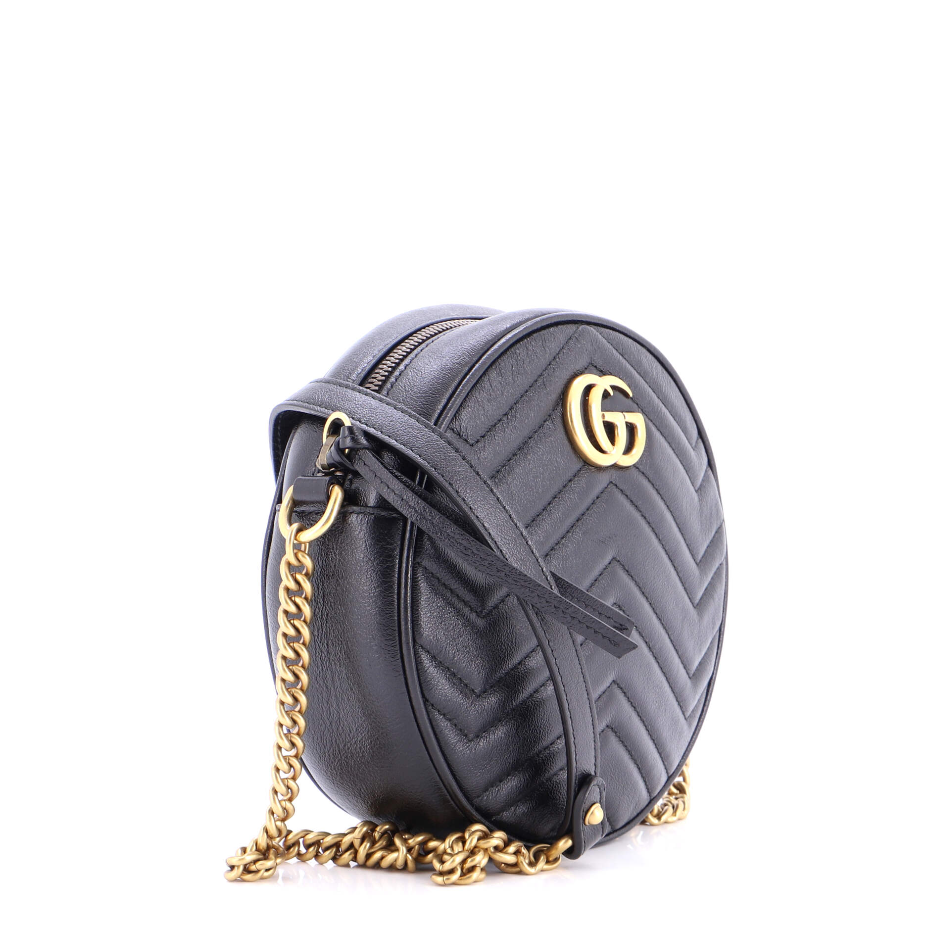 GG Marmont Round Shoulder Bag Matelasse Leather Mini