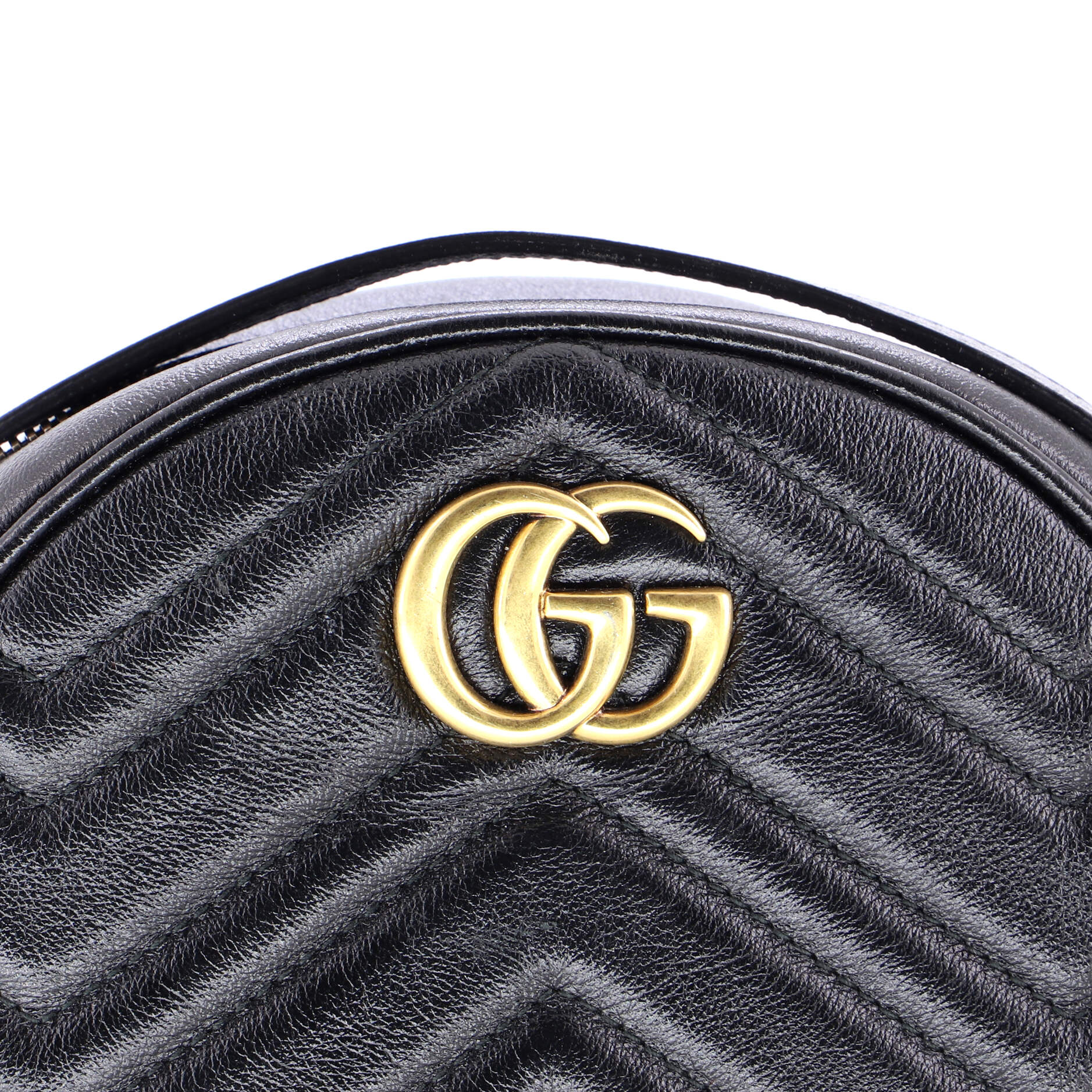 GG Marmont Round Shoulder Bag Matelasse Leather Mini