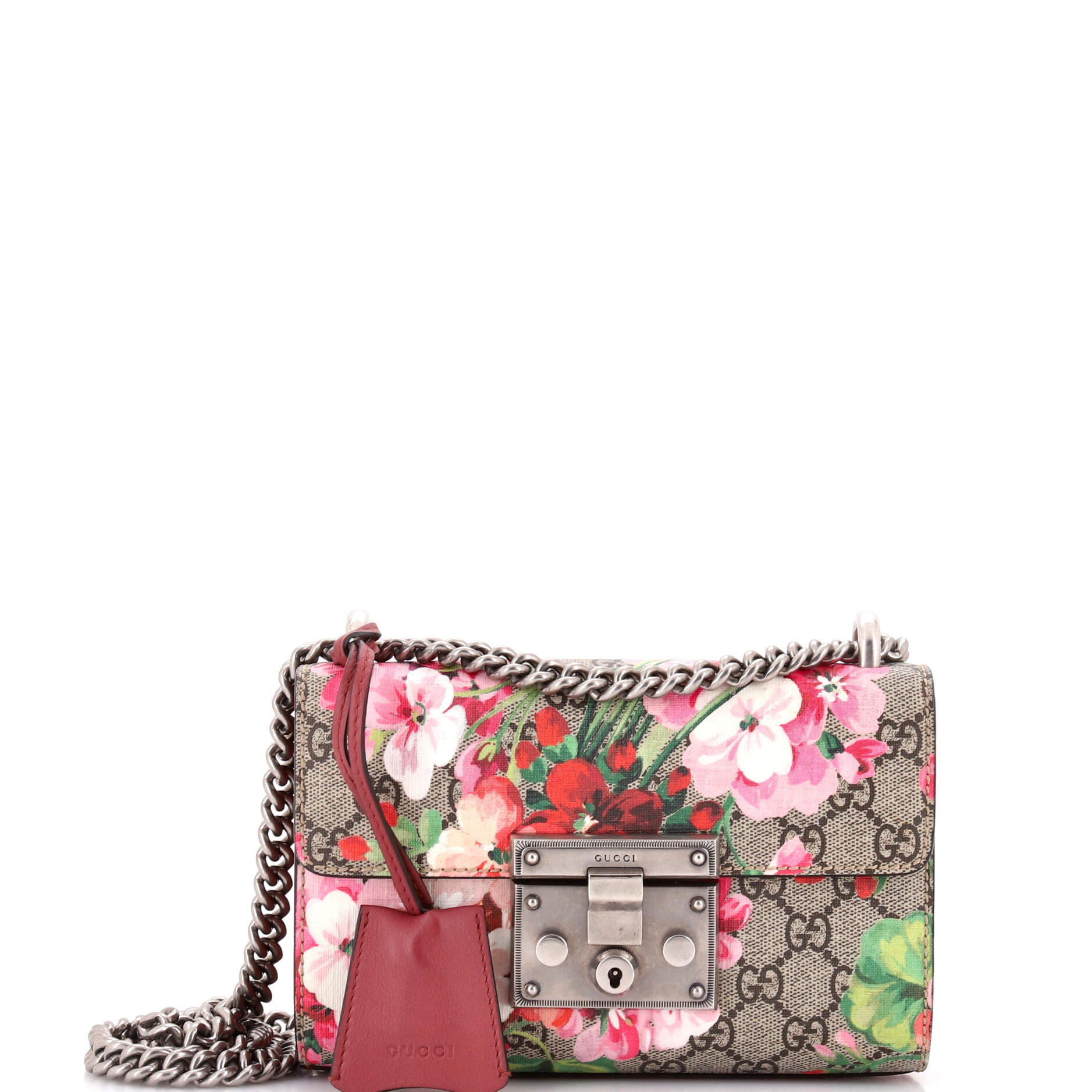 Padlock Shoulder Bag Blooms Print GG Coated Canvas Small