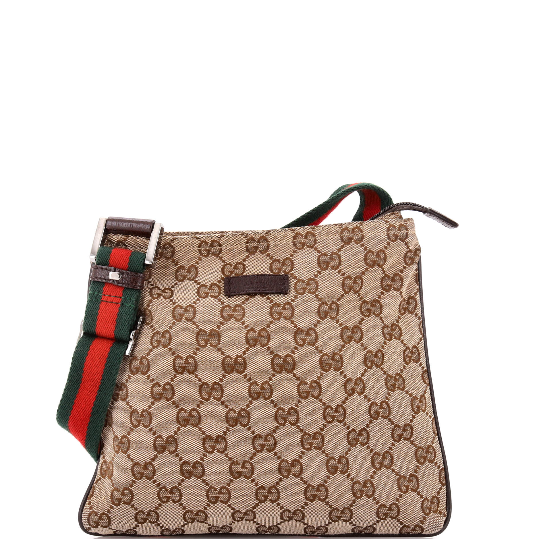 Web Strap Zip Messenger Bag GG Canvas Small