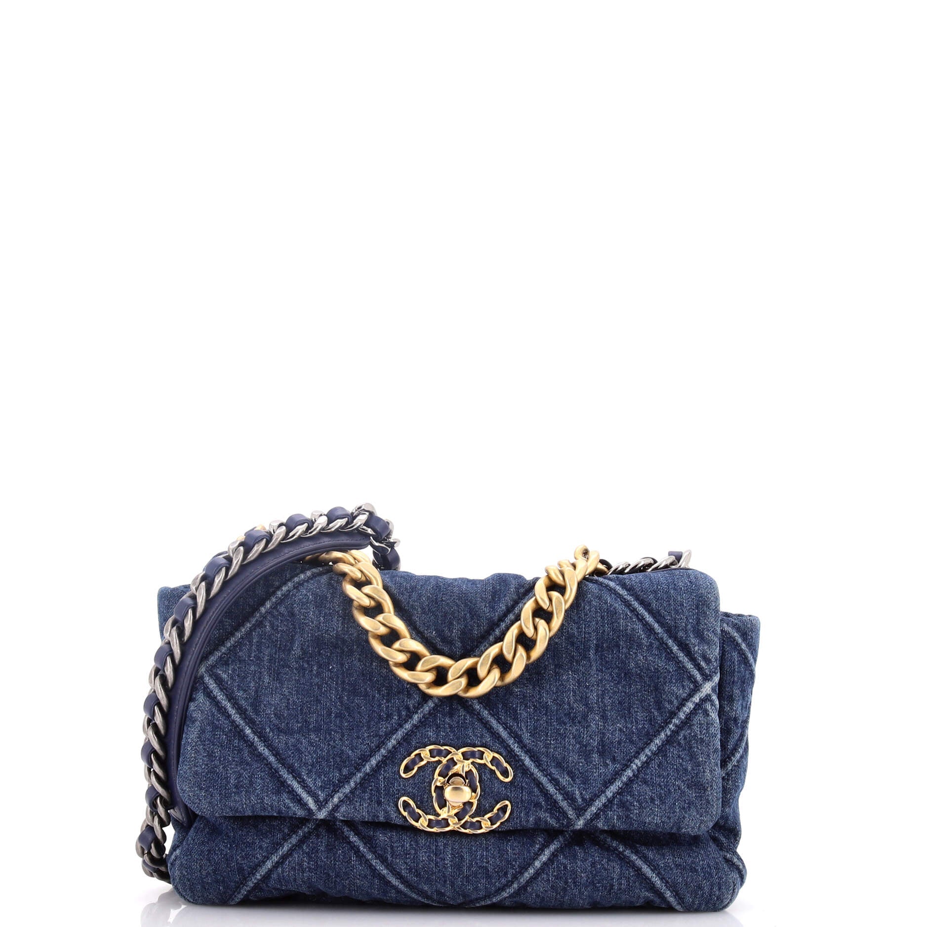 19 Flap Bag Quilted Denim Medium