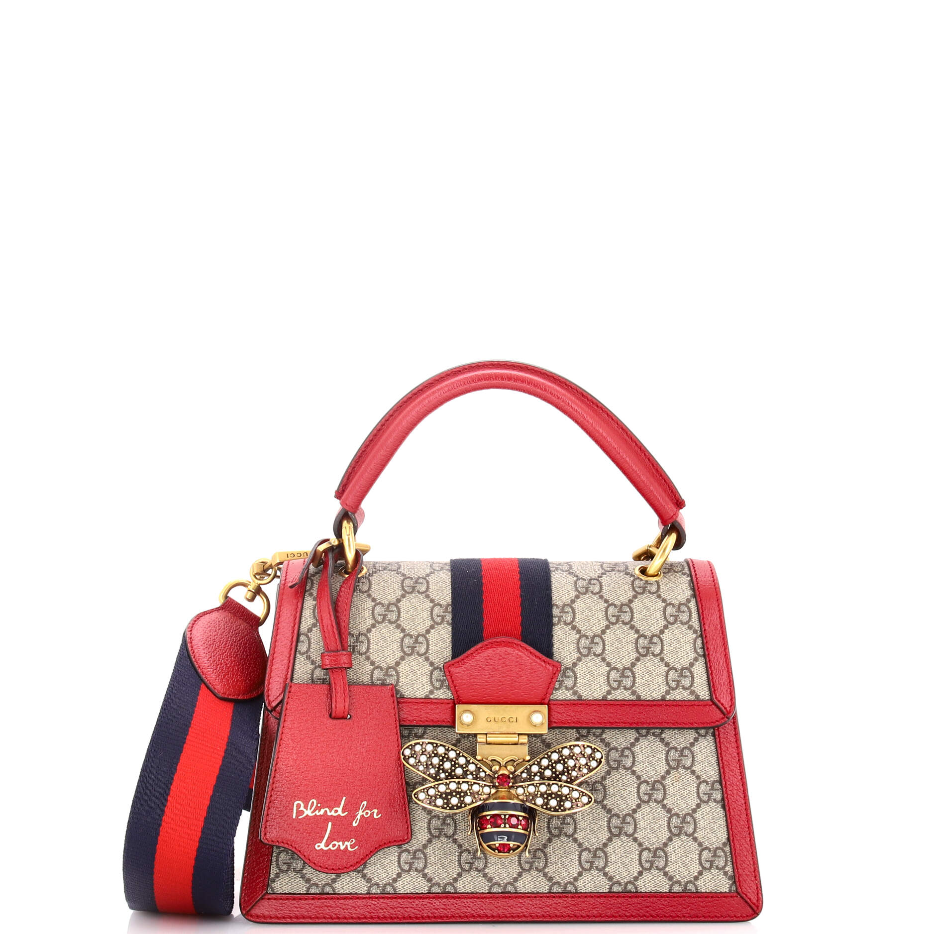 Queen Margaret Top Handle Bag GG Coated Canvas with Leather Small