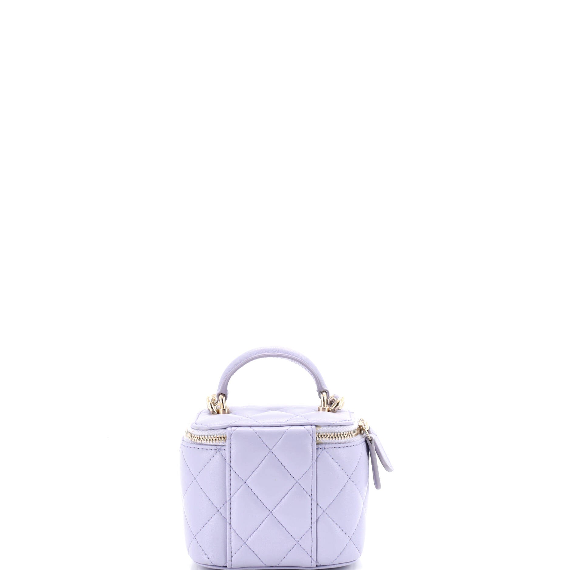 Classic Top Handle Vanity Case with Chain Quilted Lambskin Mini