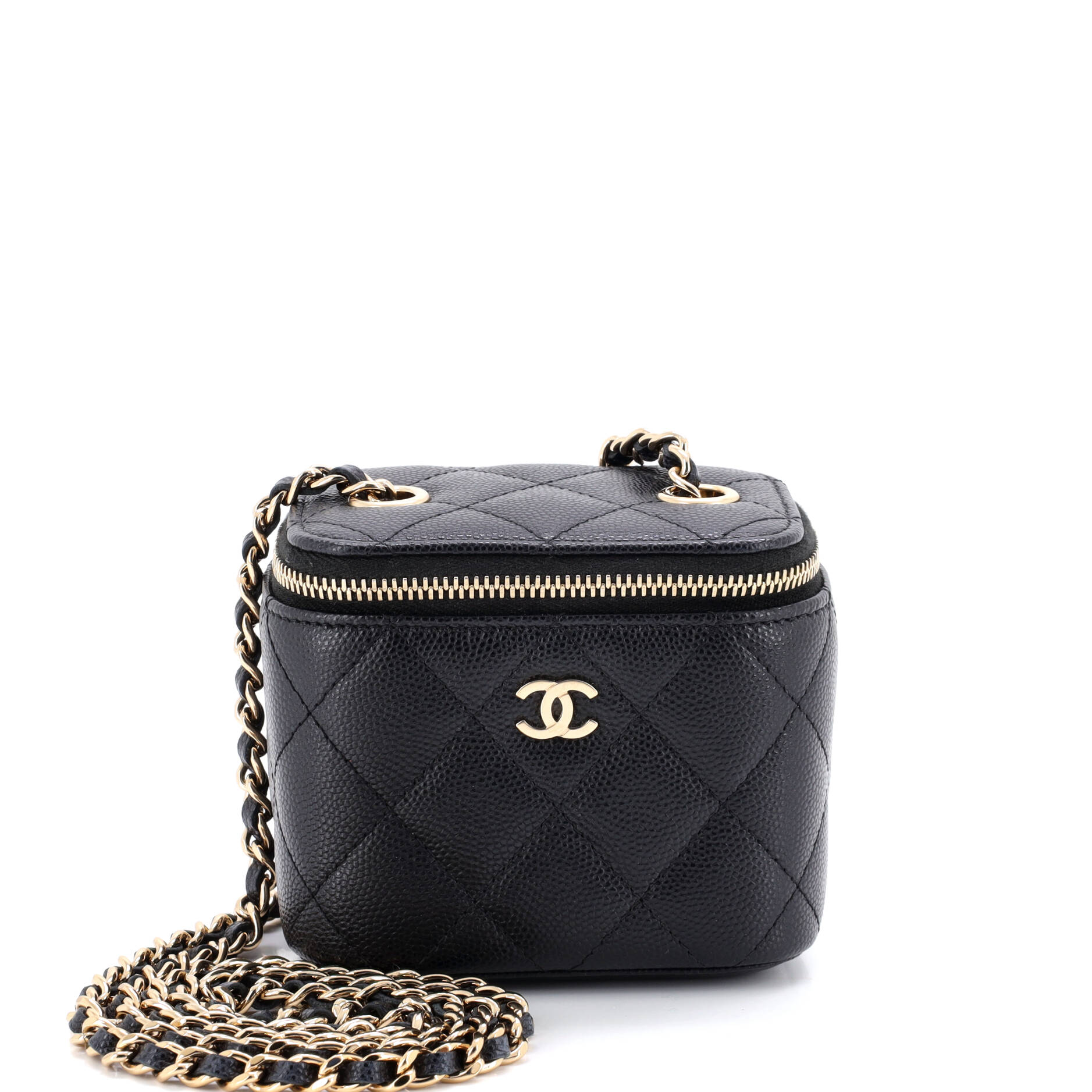 Classic Vanity Case with Chain Quilted Caviar Mini