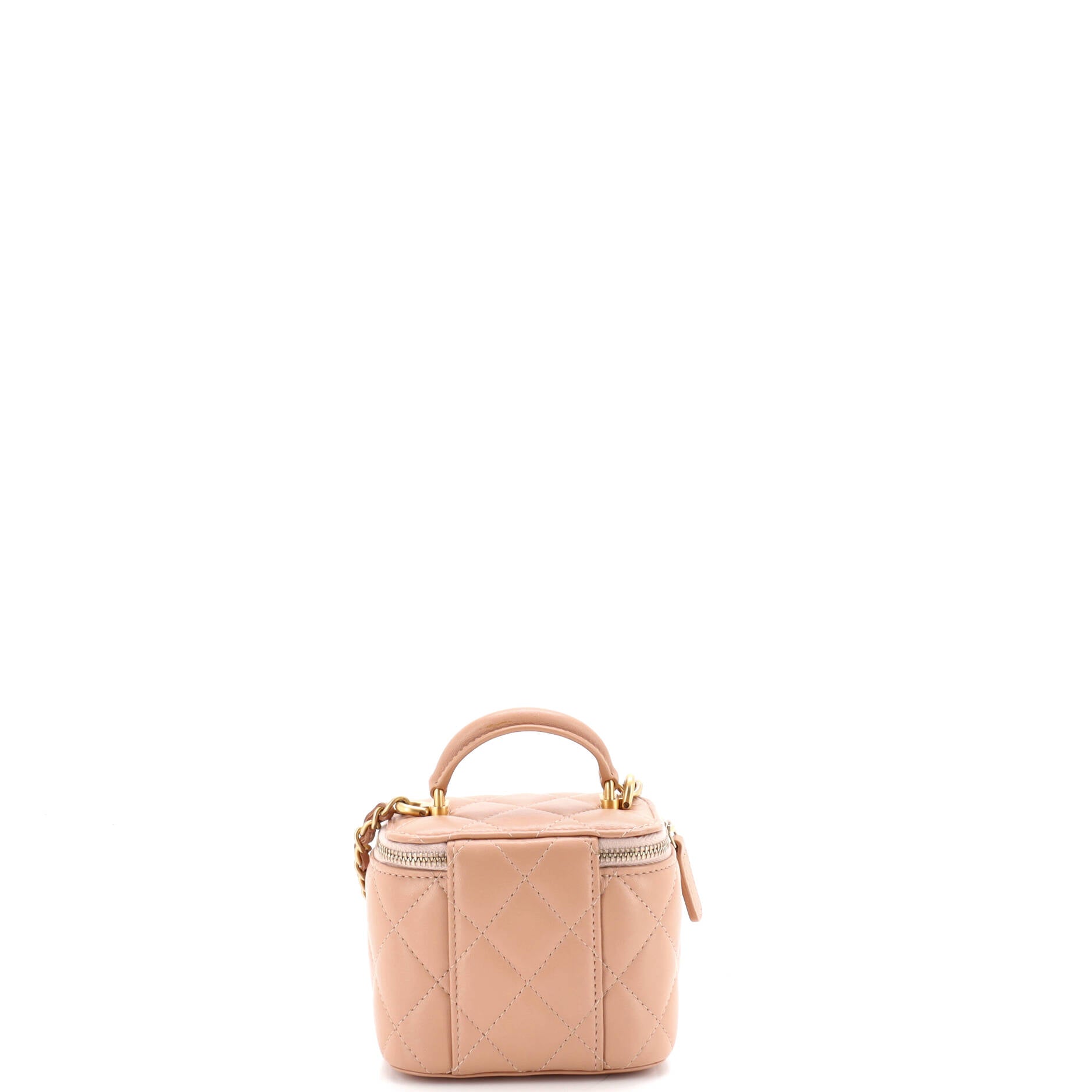 Classic Top Handle Vanity Case with Chain Quilted Lambskin Mini