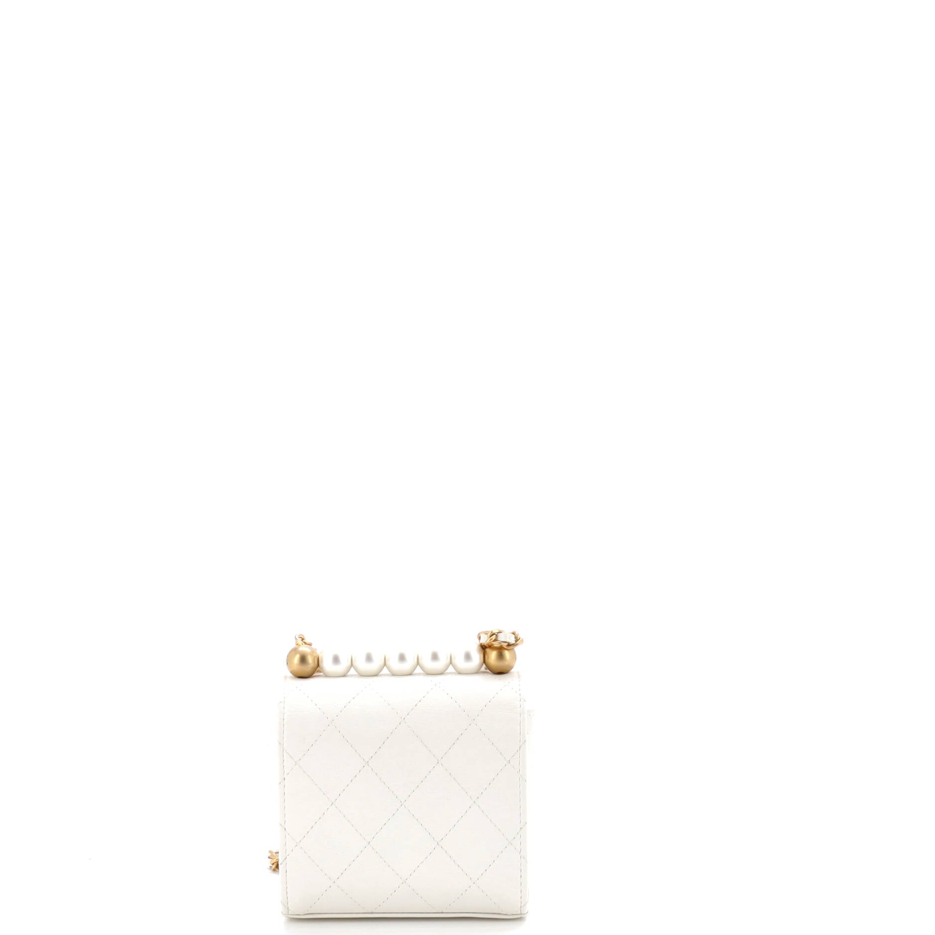 Chic Pearls Flap Clutch with Chain Quilted Goatskin Mini