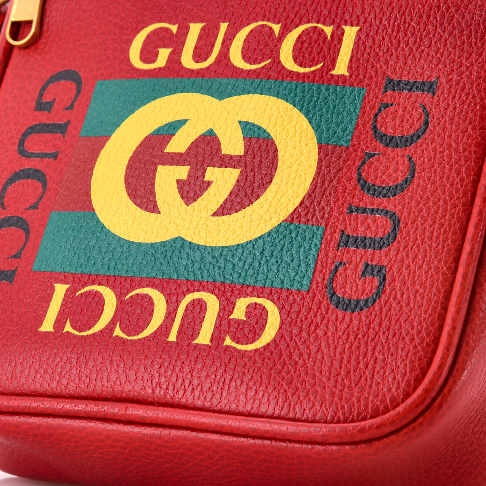 Logo Zip Messenger Bag Printed Leather Small