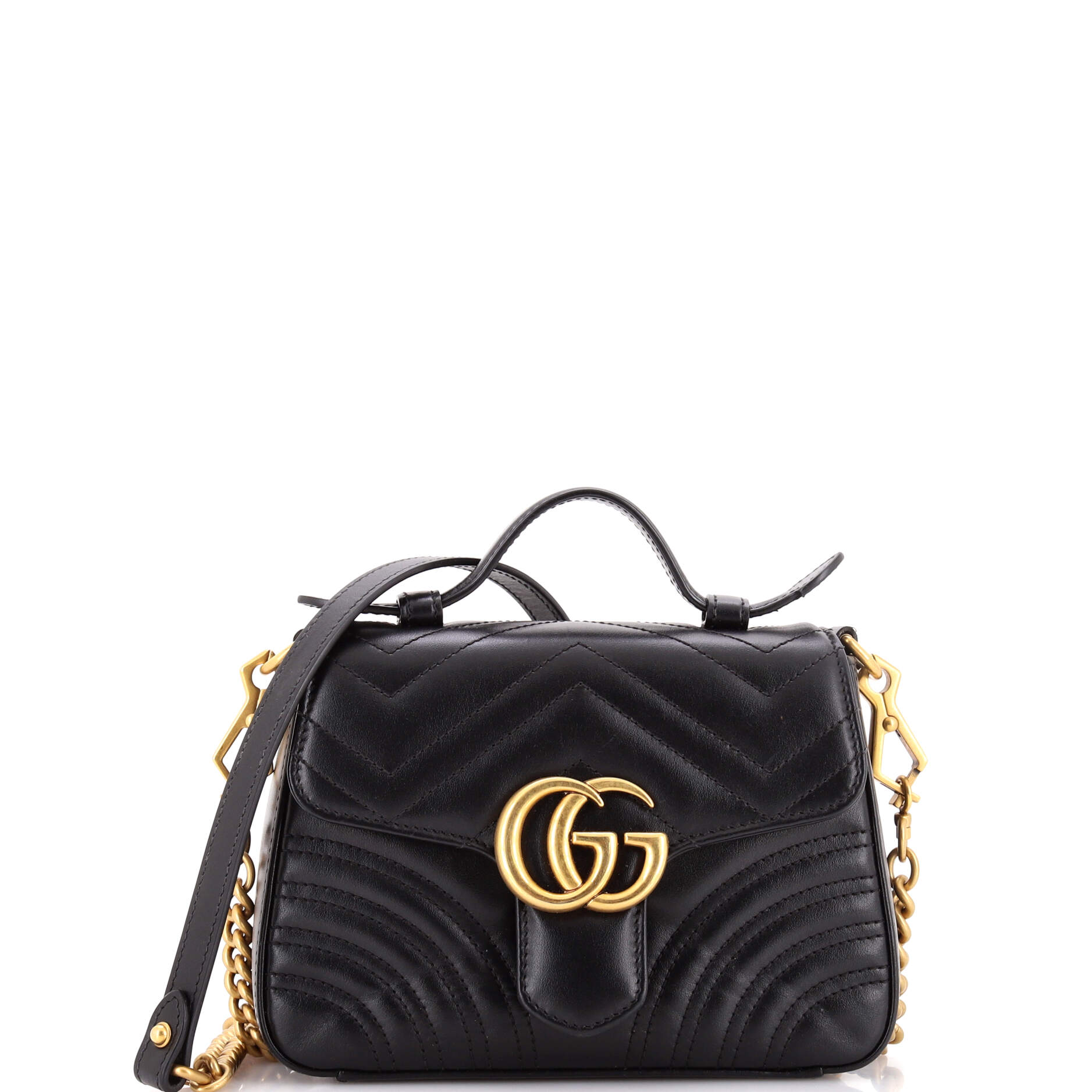 GG Marmont Top Handle Flap Bag Matelasse Leather Mini