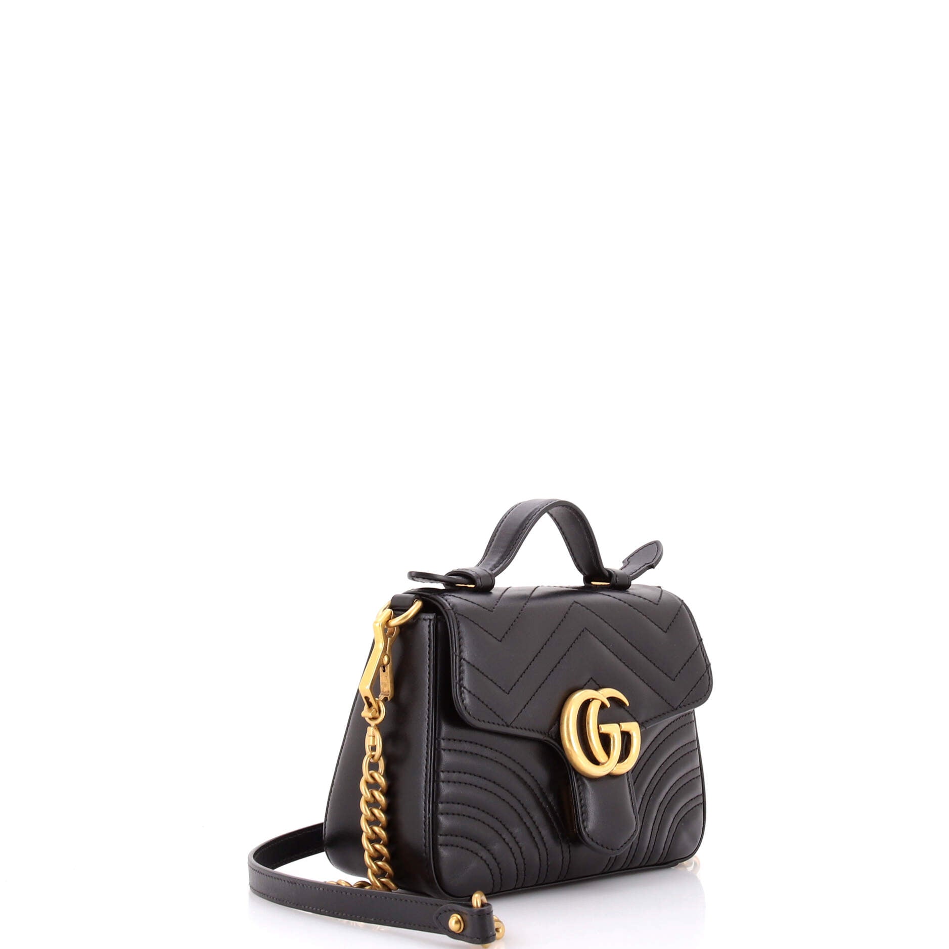 GG Marmont Top Handle Flap Bag Matelasse Leather Mini