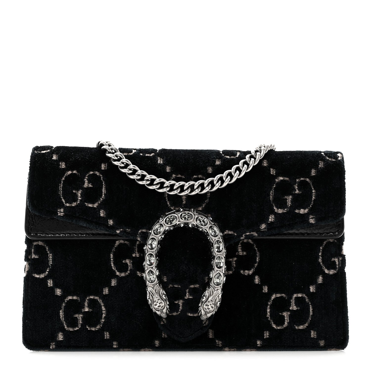 Velvet GG Monogram Super Mini Dionysus Shoulder Bag Blue Beige Black