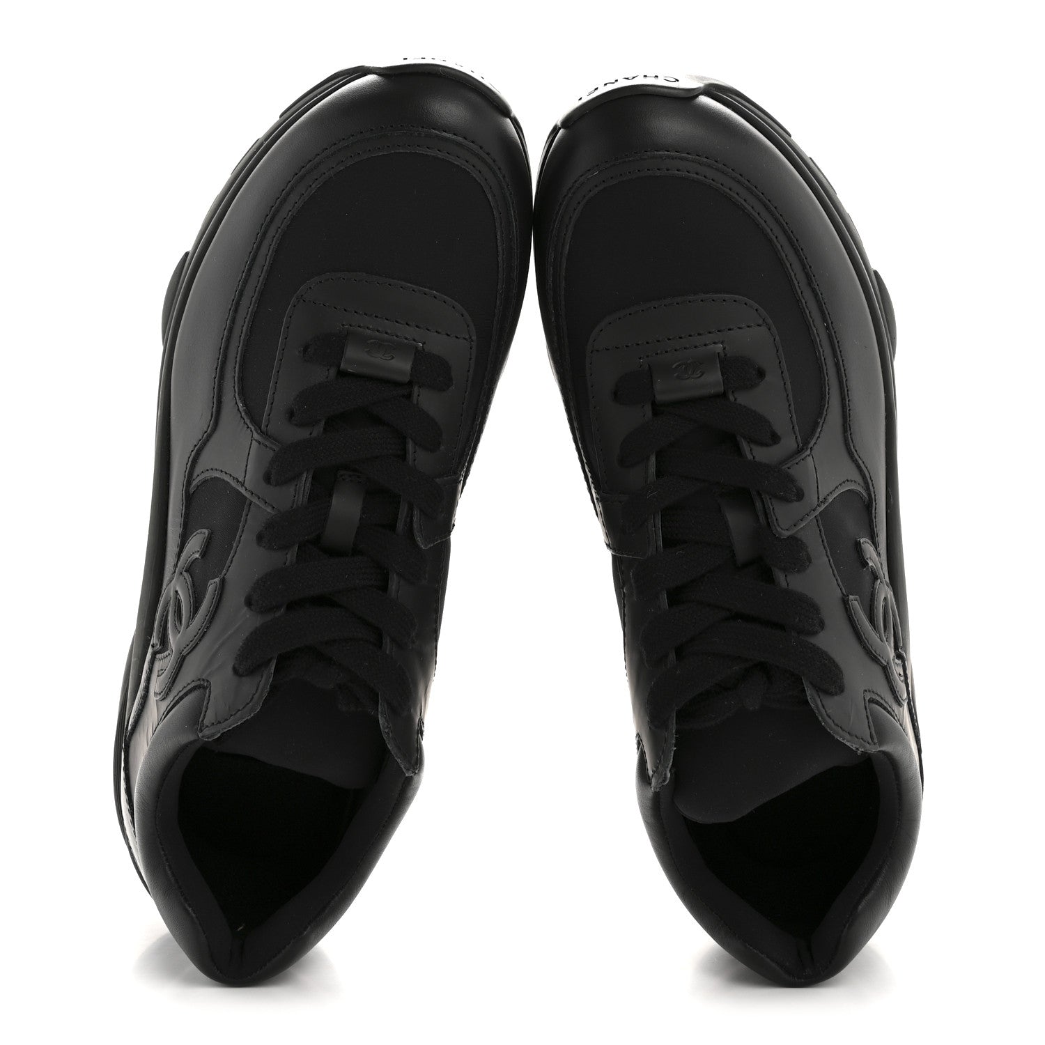Fabric Calfskin Suede Mens CC Uniform Sneakers 41 Black