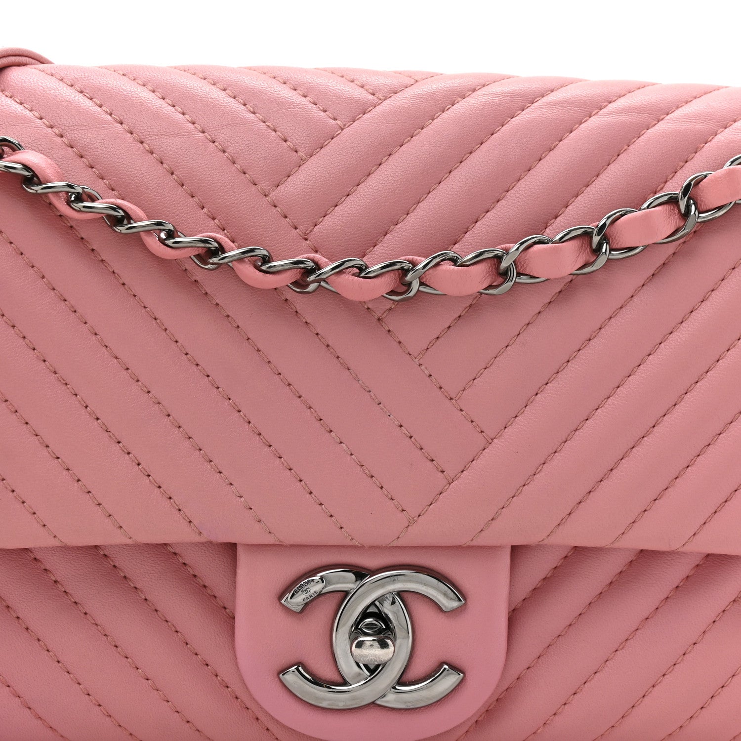 Lambskin Quilted Medium CC Crossing Flap Pink