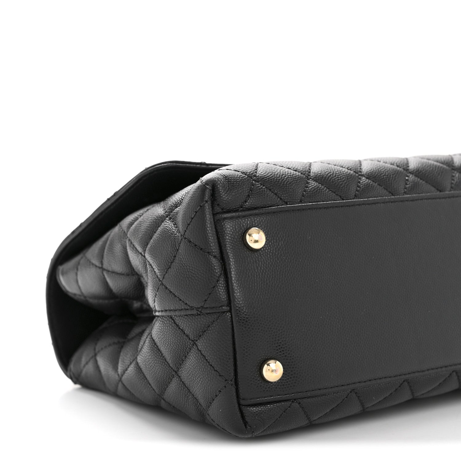 Caviar Quilted Small Coco Handle Flap Black