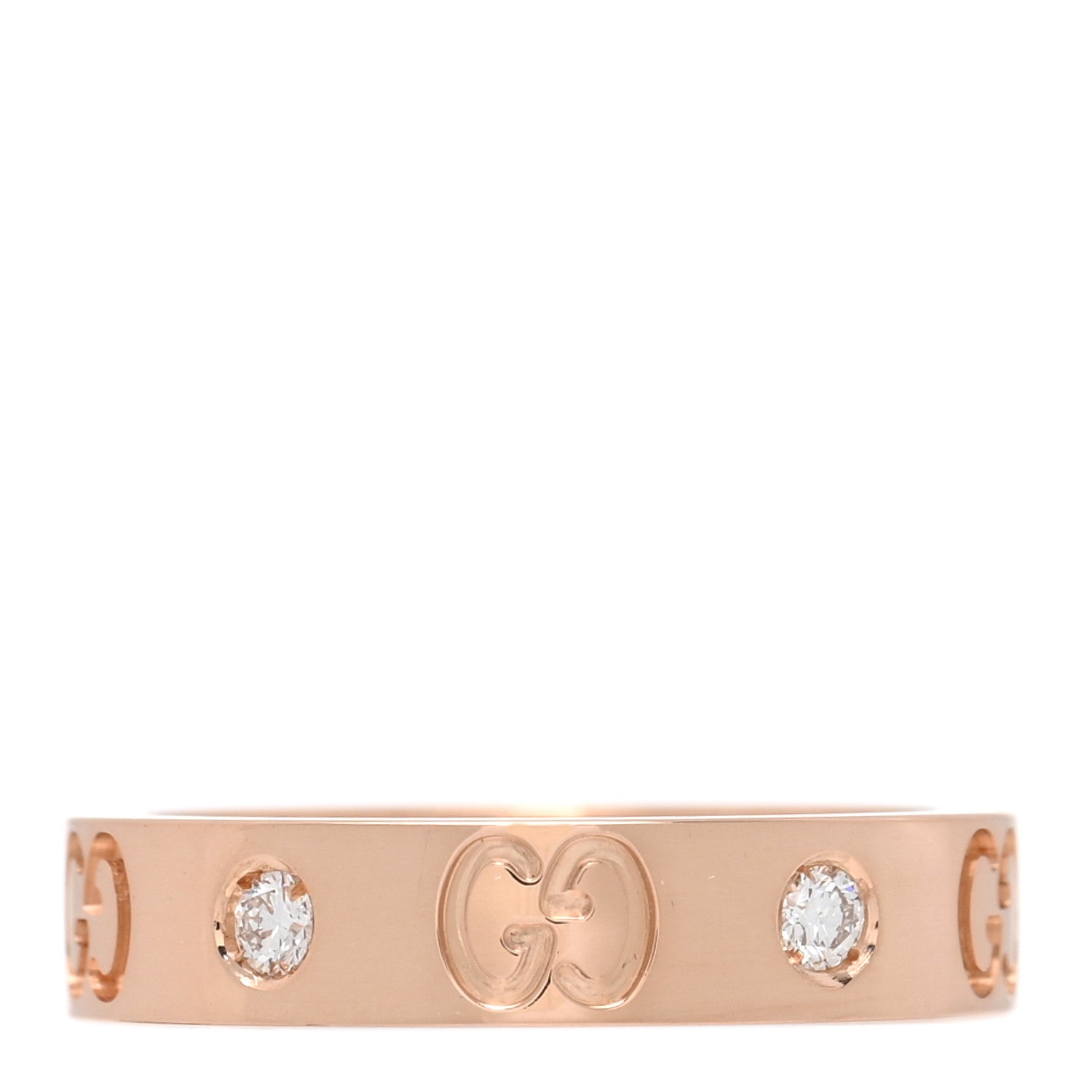 18K Rose Gold Diamond Icon Band Ring 49 4.75