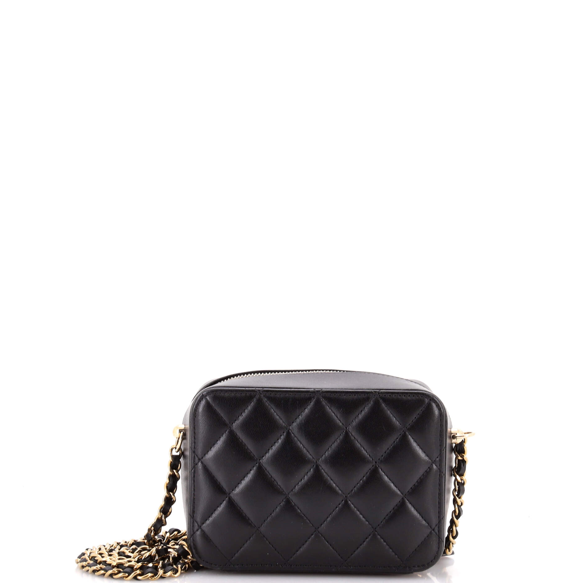 Zip Around Vanity Case with Chain Quilted Lambskin Mini