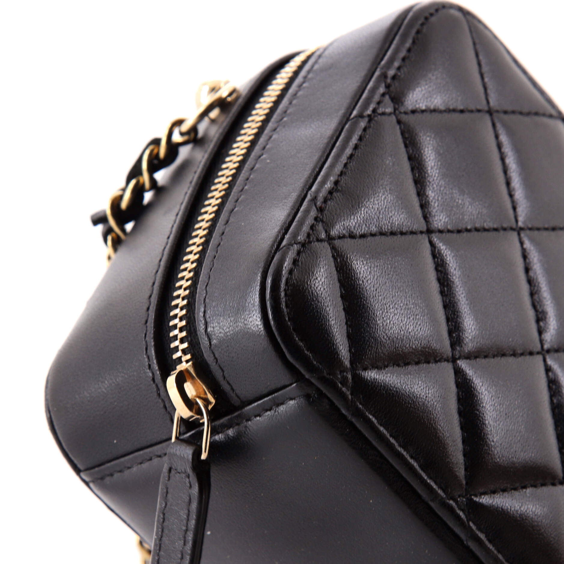 Zip Around Vanity Case with Chain Quilted Lambskin Mini
