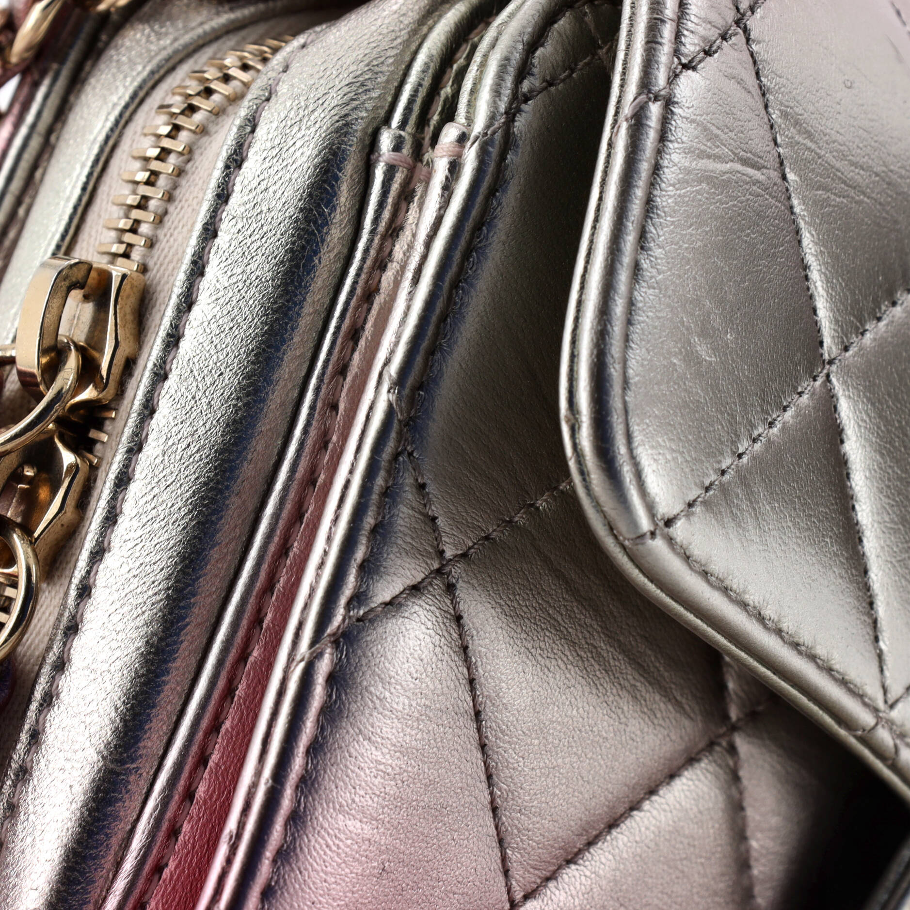 Like a Wallet Flap Bag Quilted Gradient Metallic Lambskin Mini