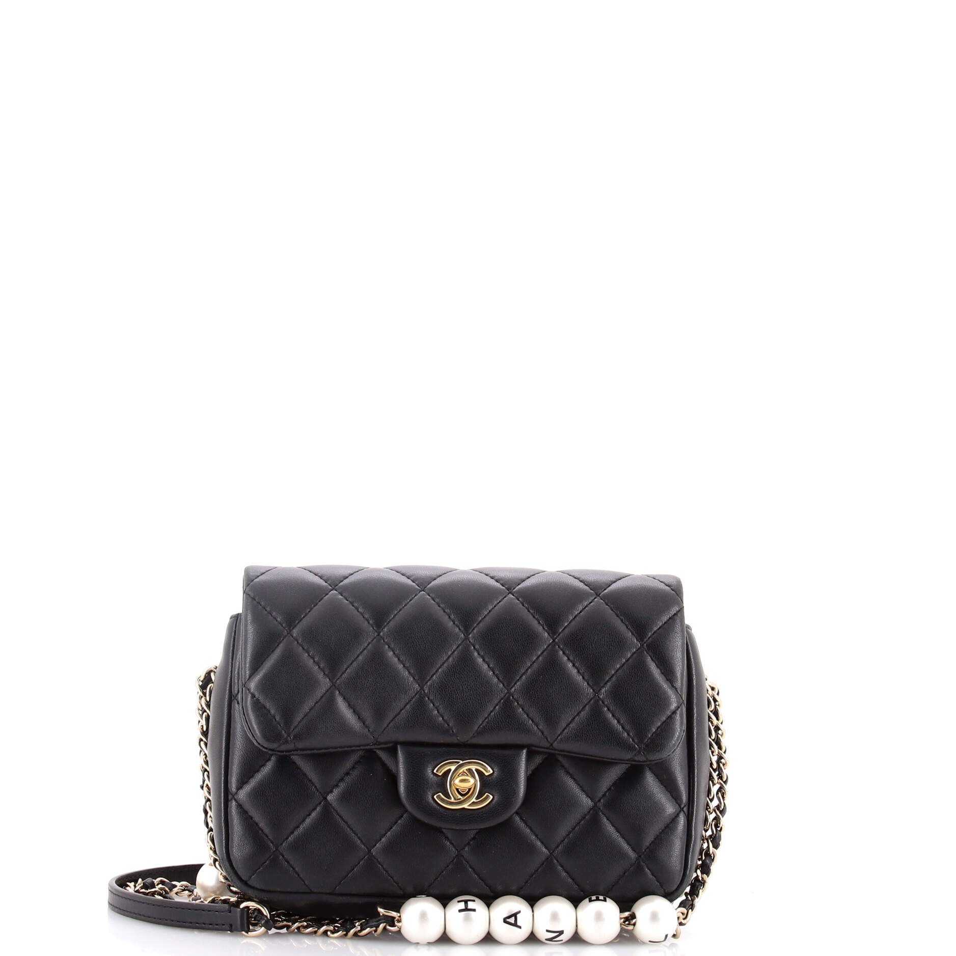 My Precious Pearls Chain Flap Bag Quilted Lambskin Medium