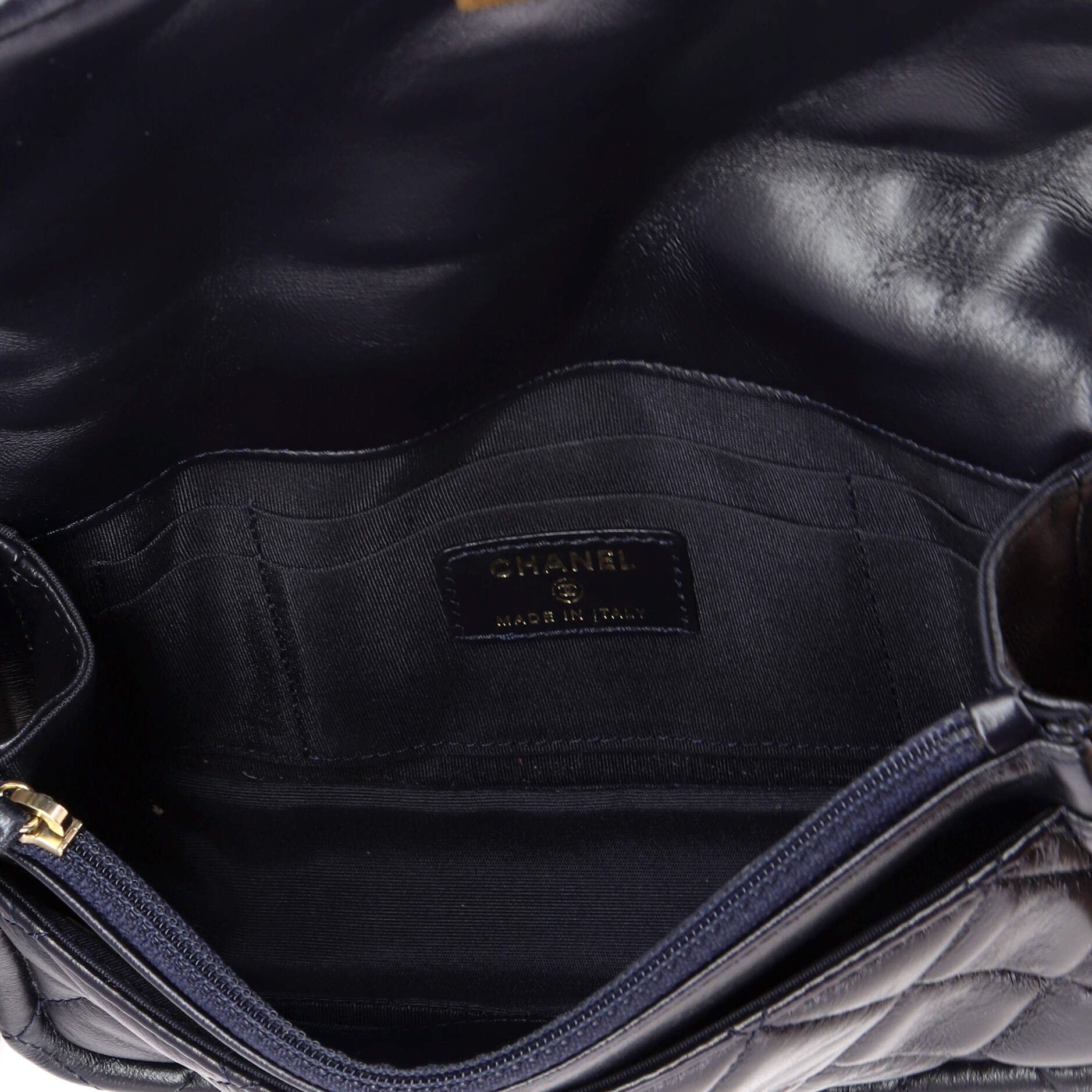 Button on Top Flap Clutch with Chain Quilted Shiny Lambskin Small