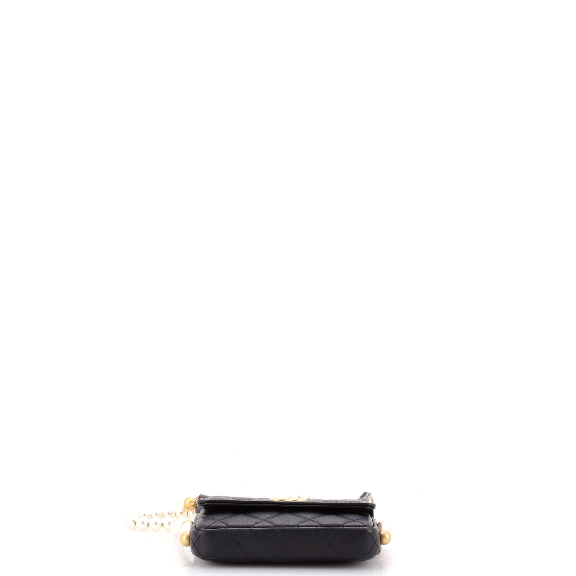 About Pearls Flap Card Holder with Chain Quilted Calfskin