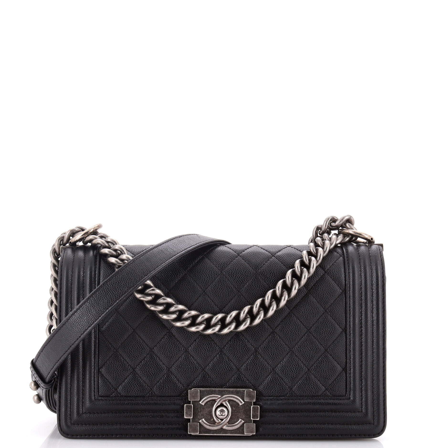 Boy Flap Bag Quilted Caviar Old Medium