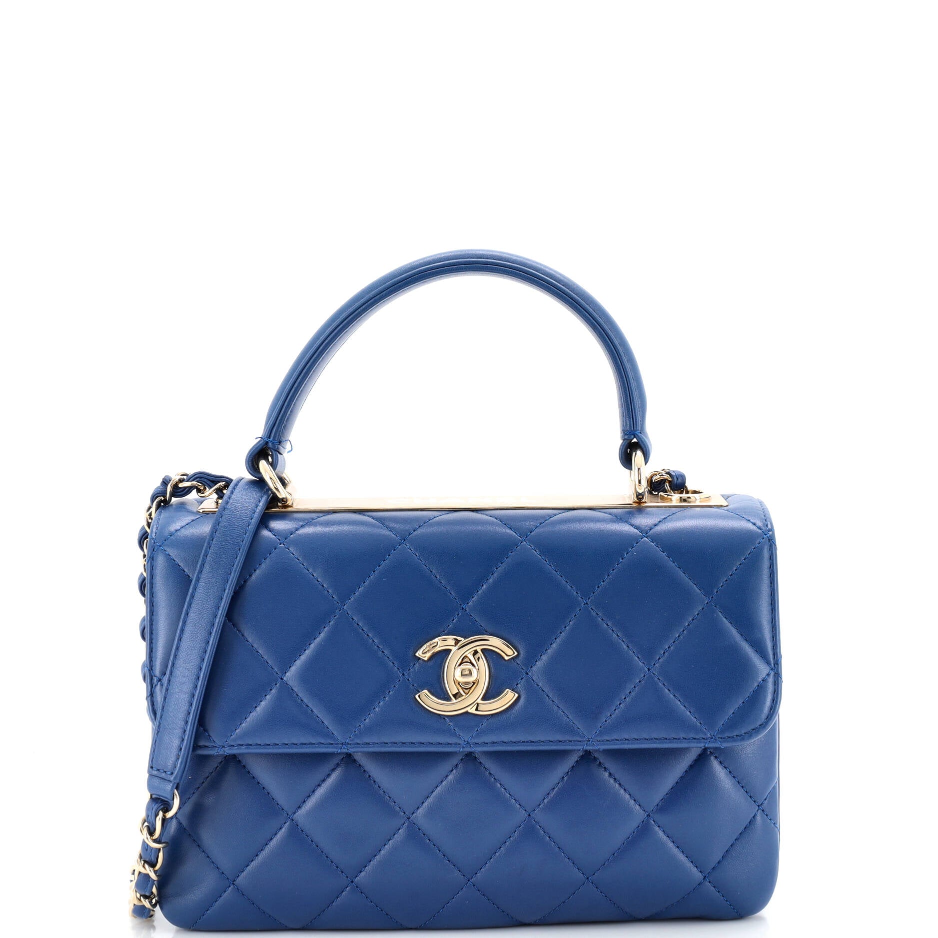 Trendy CC Top Handle Bag Quilted Lambskin Small