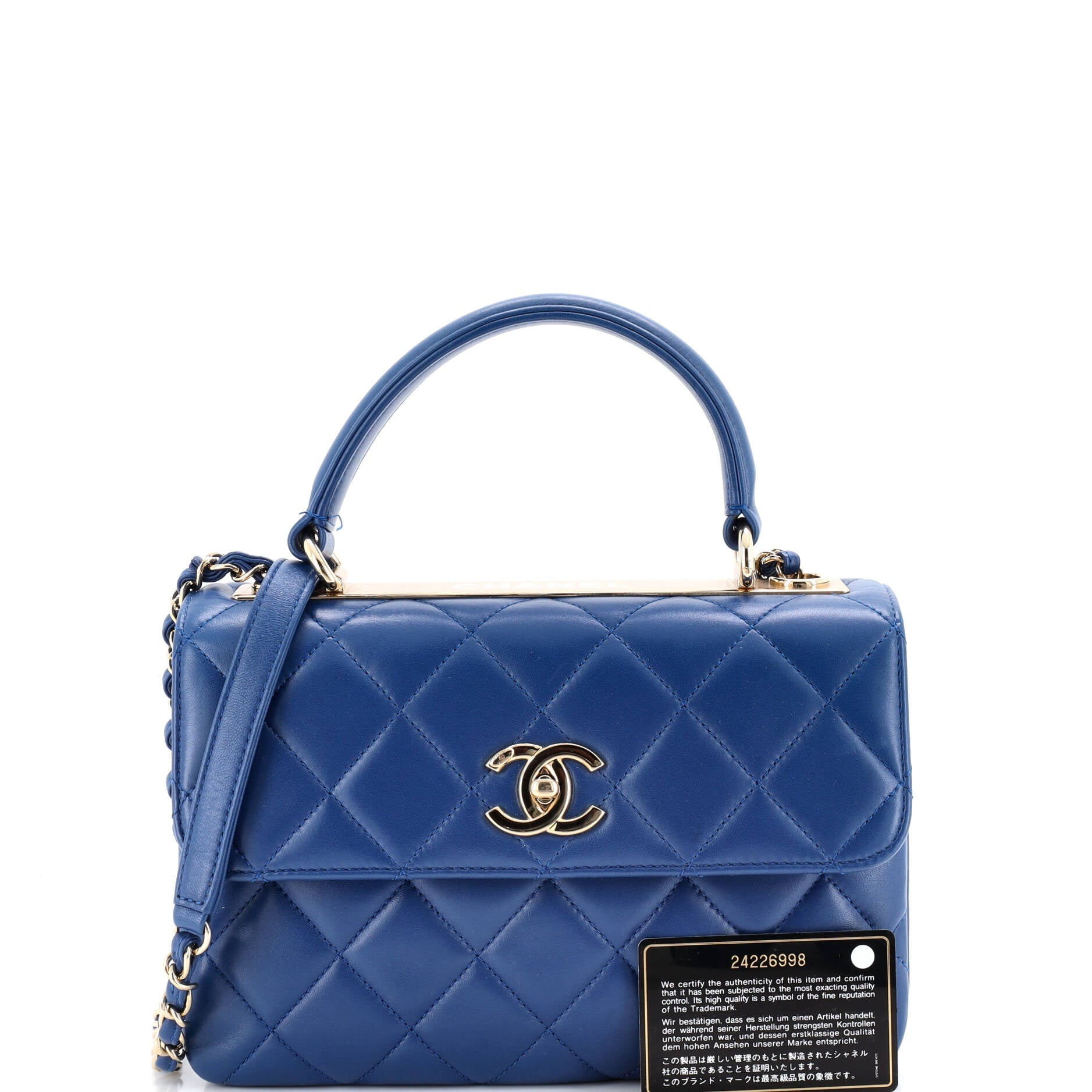Trendy CC Top Handle Bag Quilted Lambskin Small