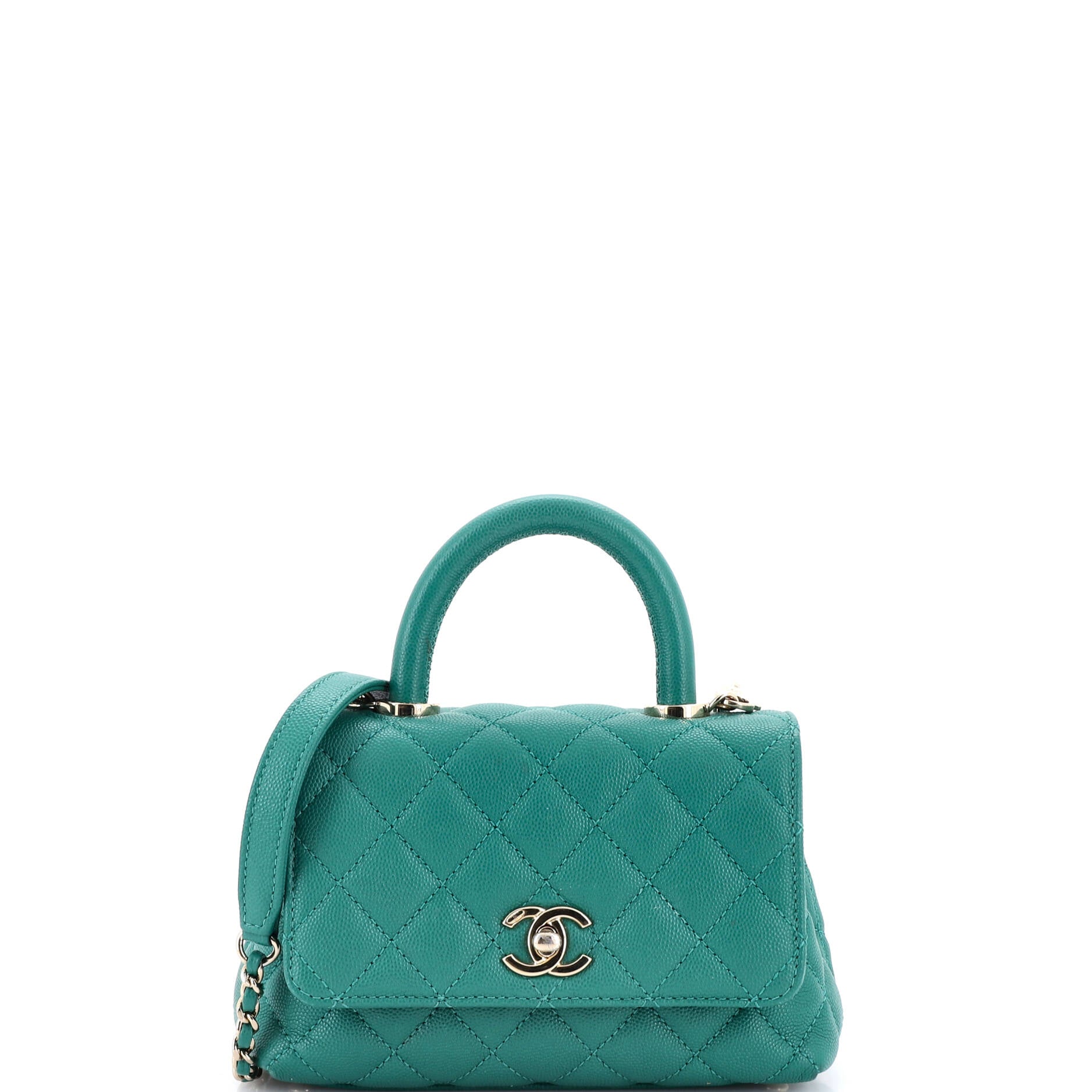 Coco Top Handle Bag Quilted Caviar Mini