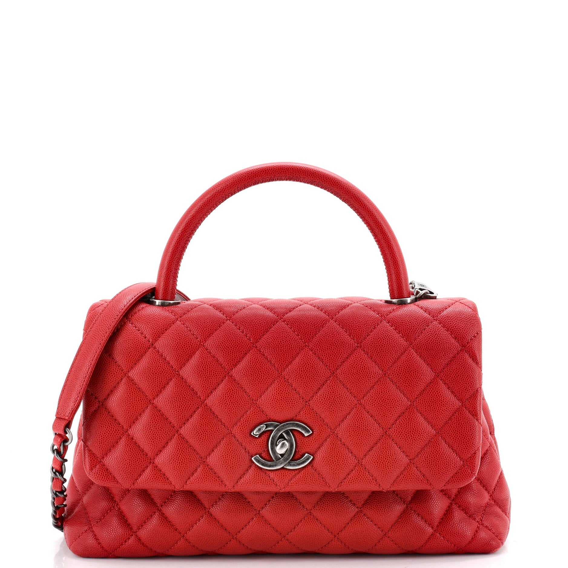 Coco Top Handle Bag Quilted Caviar Small
