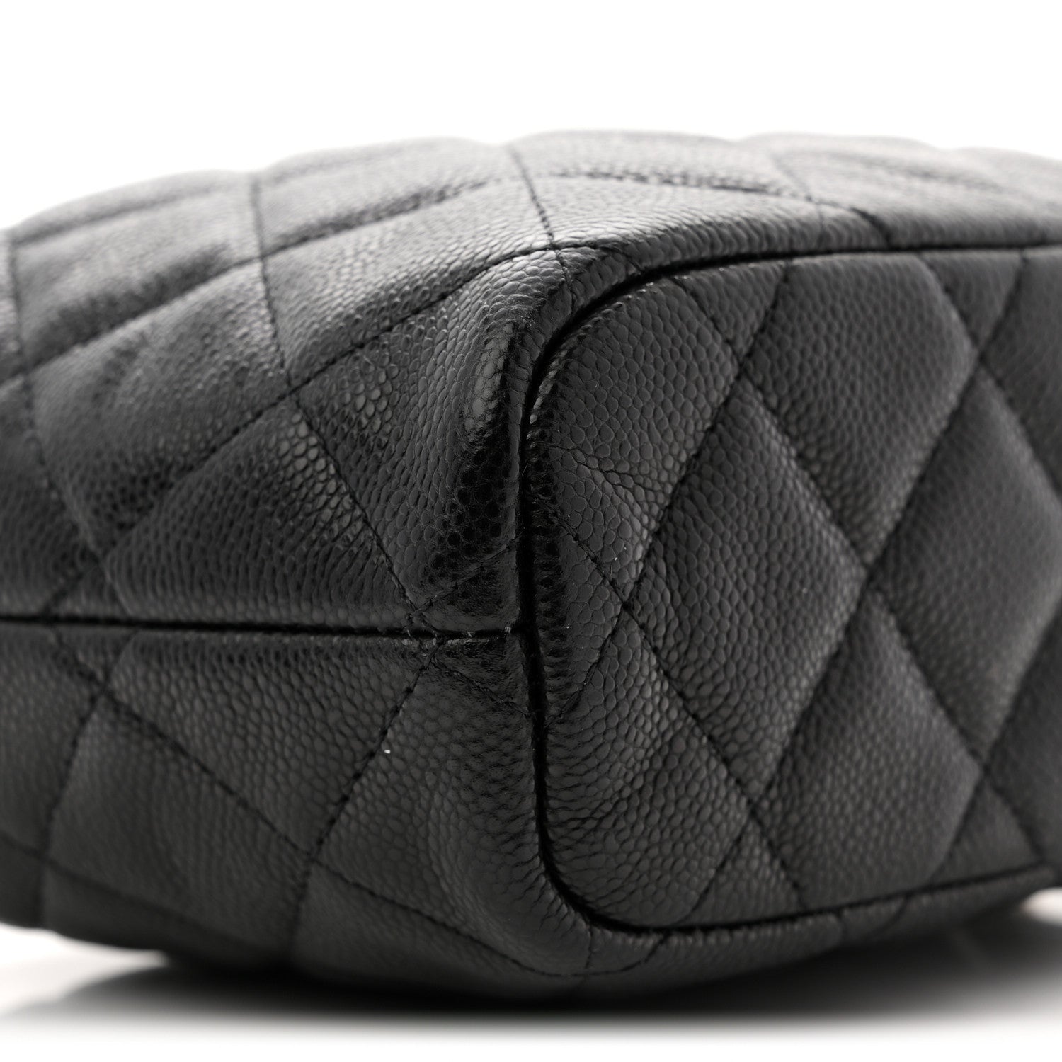 Caviar Quilted Hobo Clutch With Chain  Black
