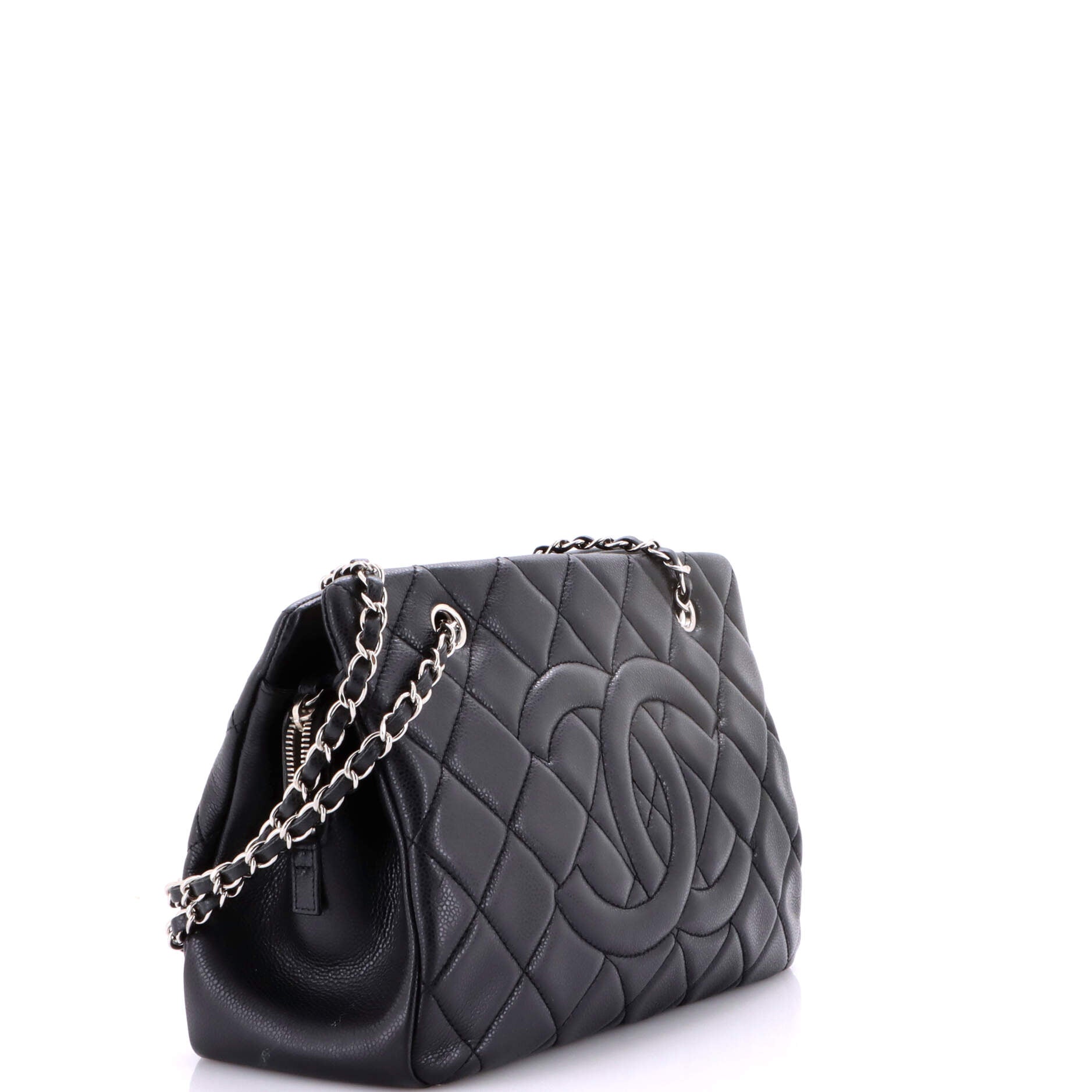 Timeless CC Shopping Tote Quilted Caviar Medium