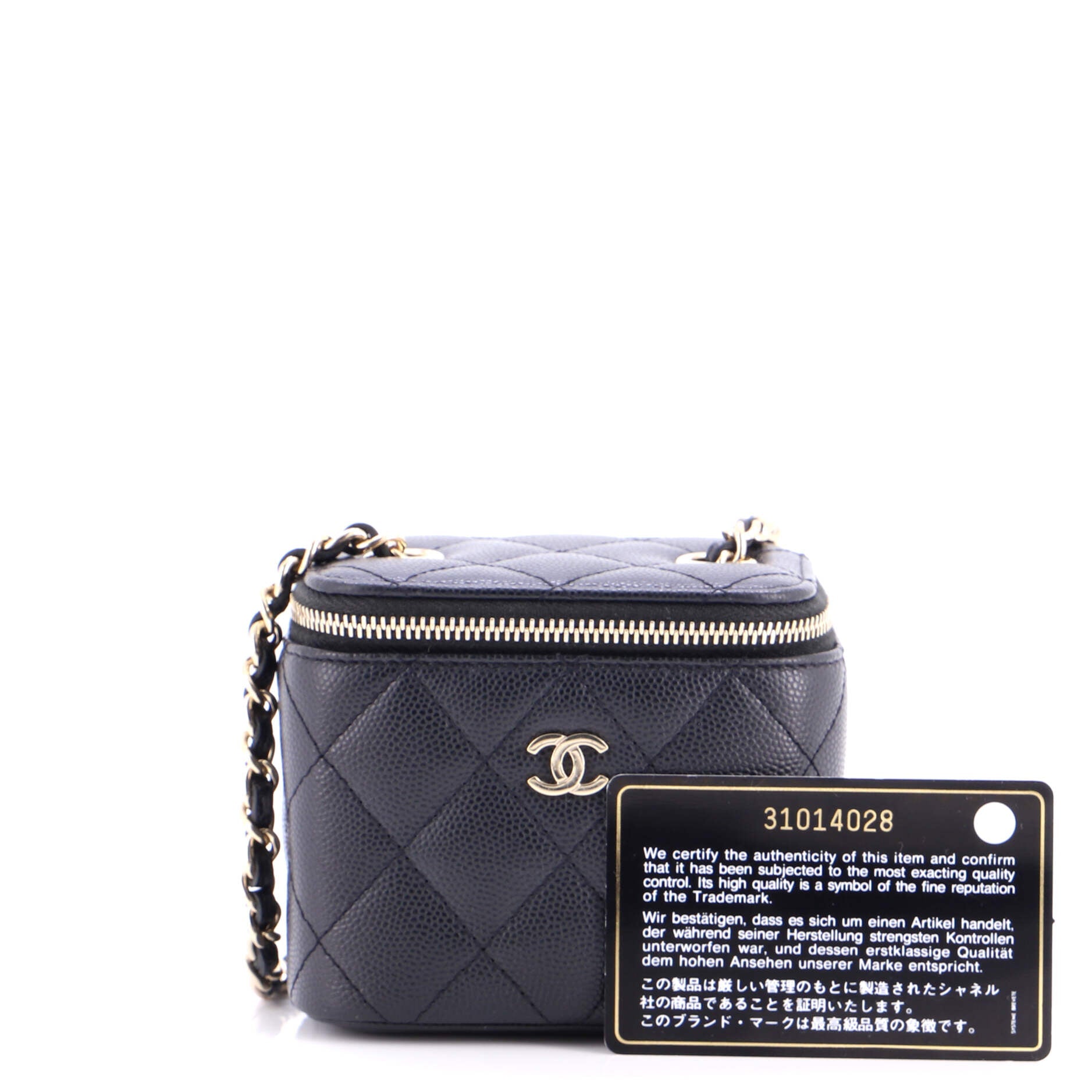 Classic Vanity Case with Chain Quilted Caviar Mini