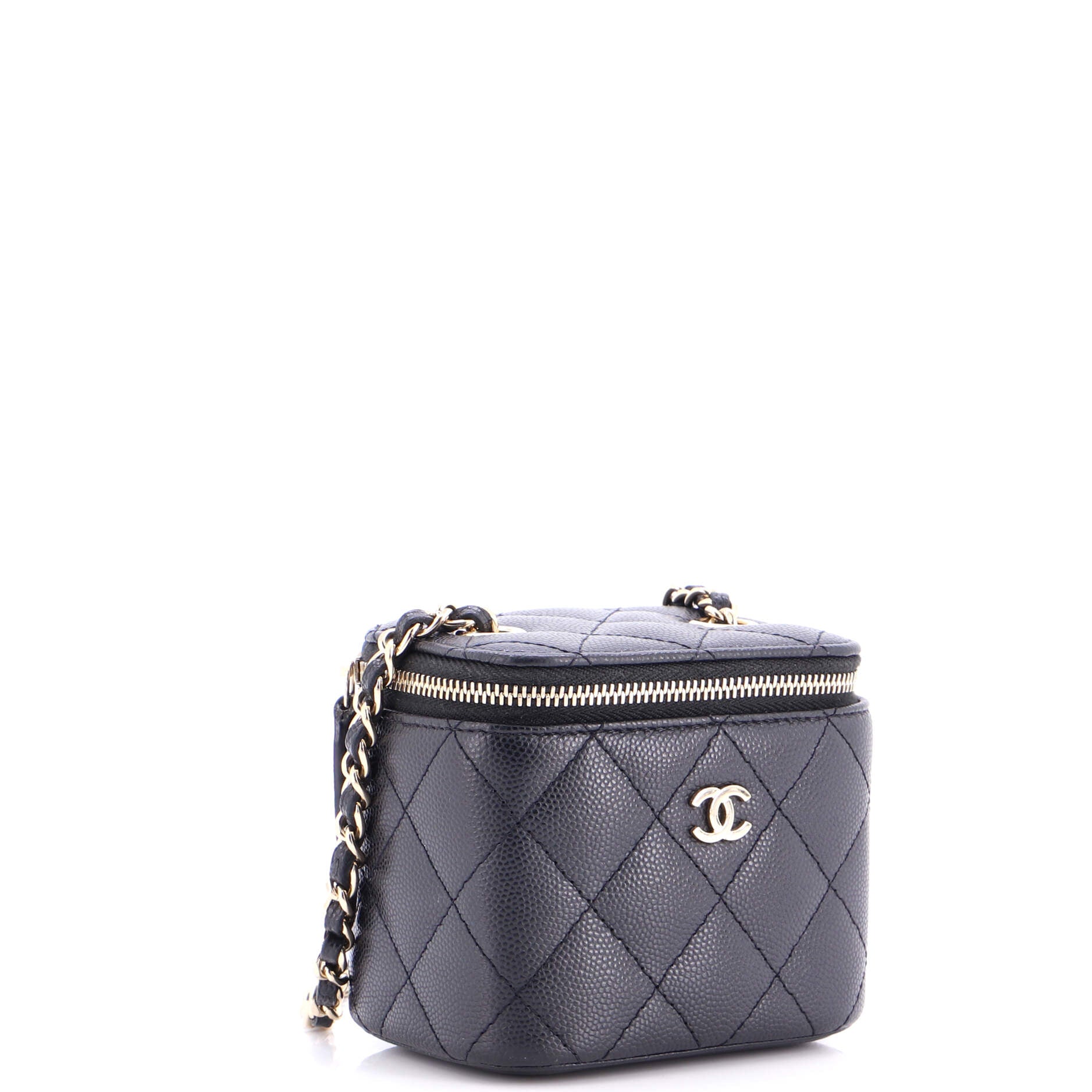 Classic Vanity Case with Chain Quilted Caviar Mini
