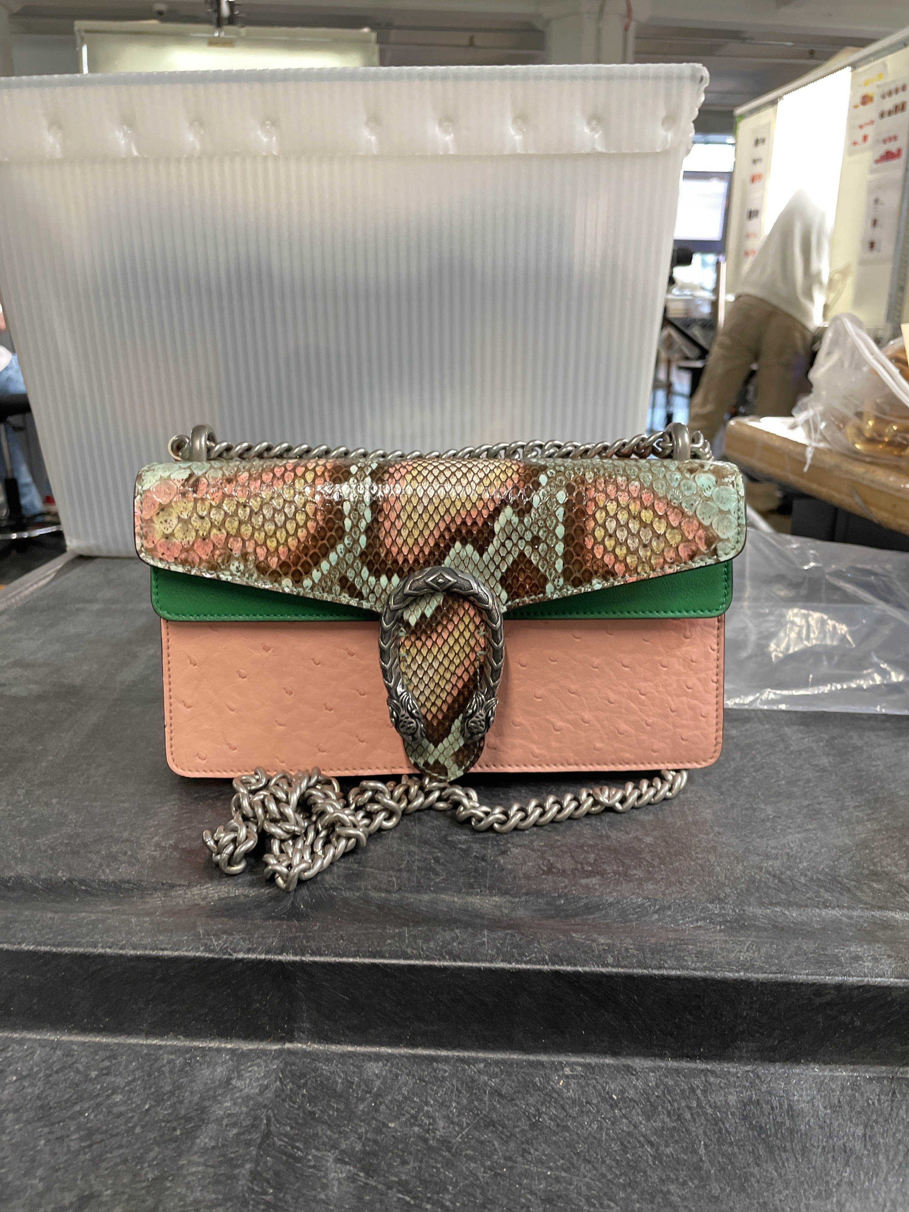 Dionysus Bag Python with Ostrich and Leather Small