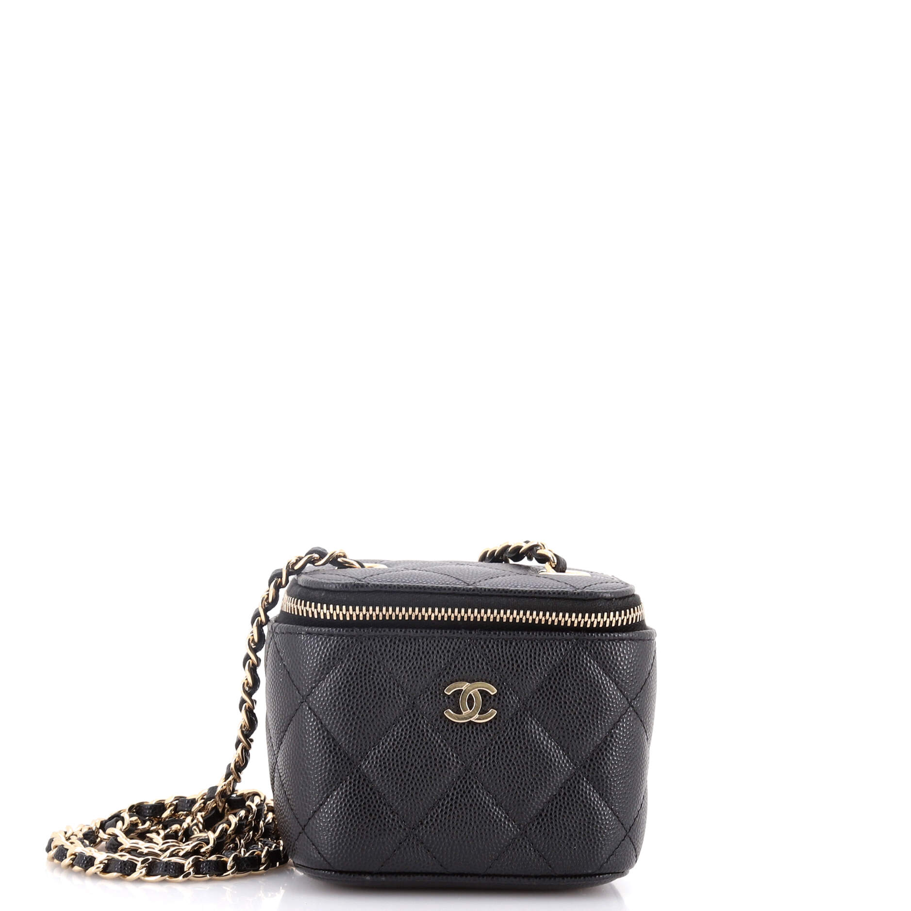 Classic Vanity Case with Chain Quilted Caviar Mini