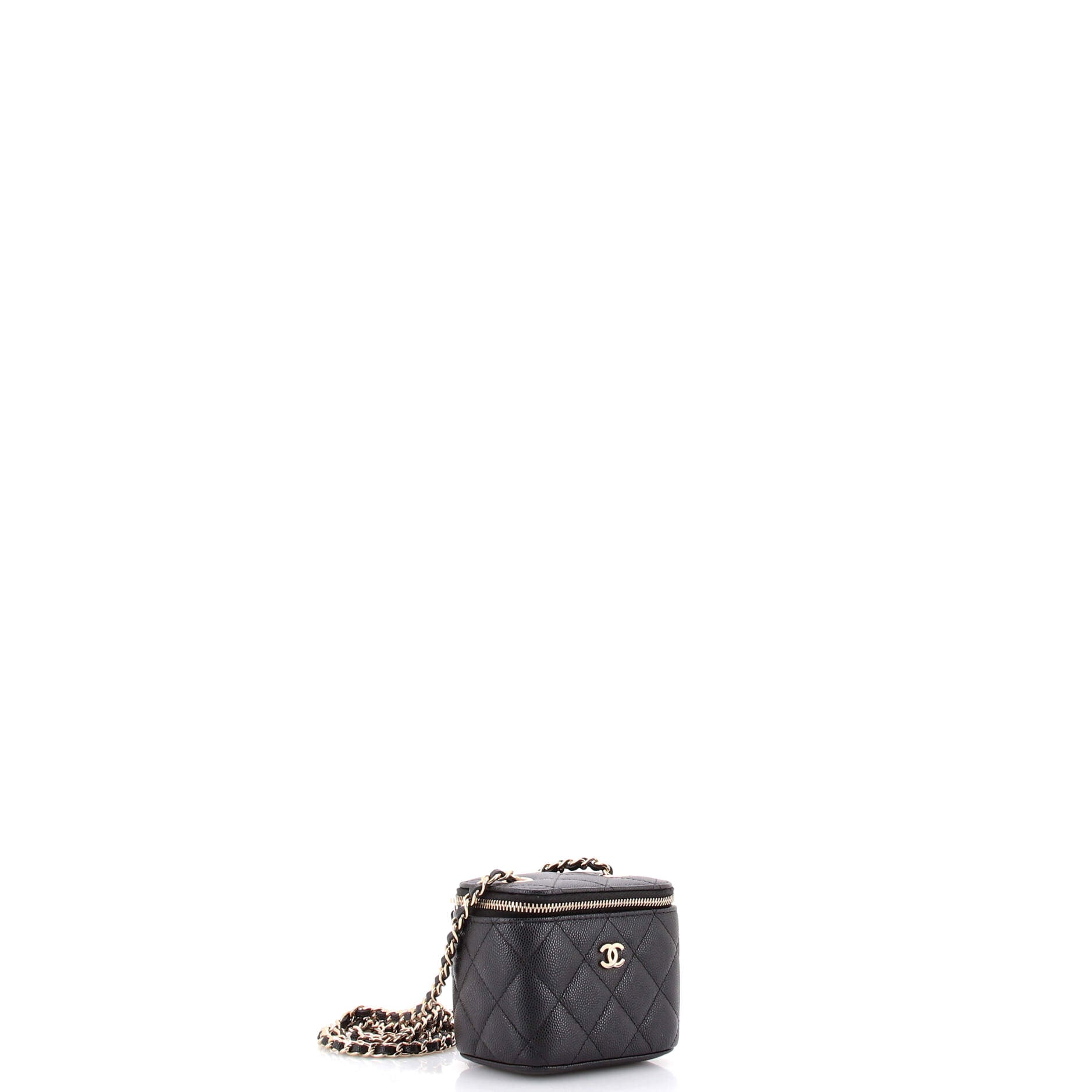 Classic Vanity Case with Chain Quilted Caviar Mini