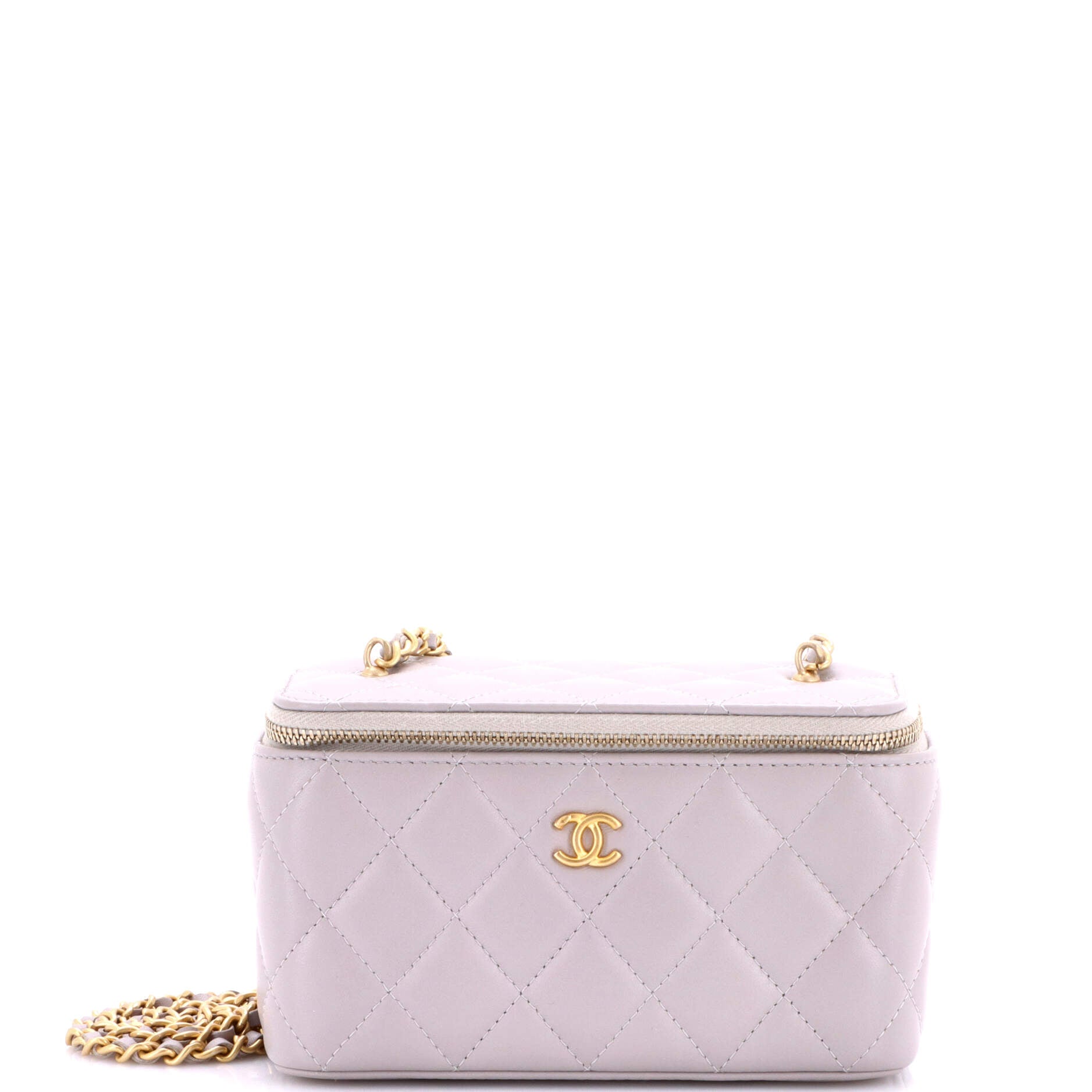 Pearl Crush Vanity Case with Chain Quilted Lambskin Small