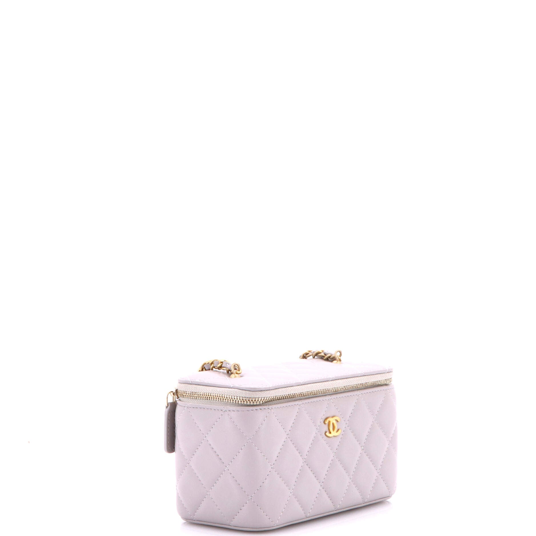 Pearl Crush Vanity Case with Chain Quilted Lambskin Small