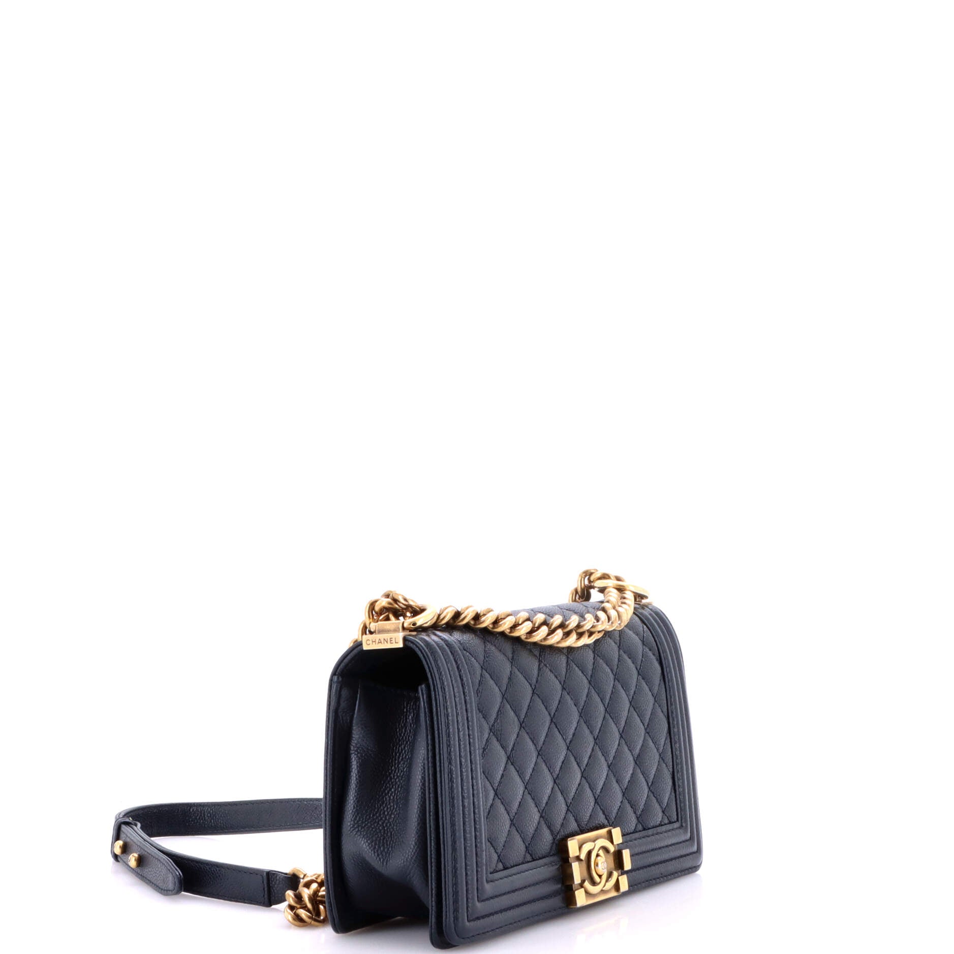 Boy Flap Bag Quilted Caviar Old Medium
