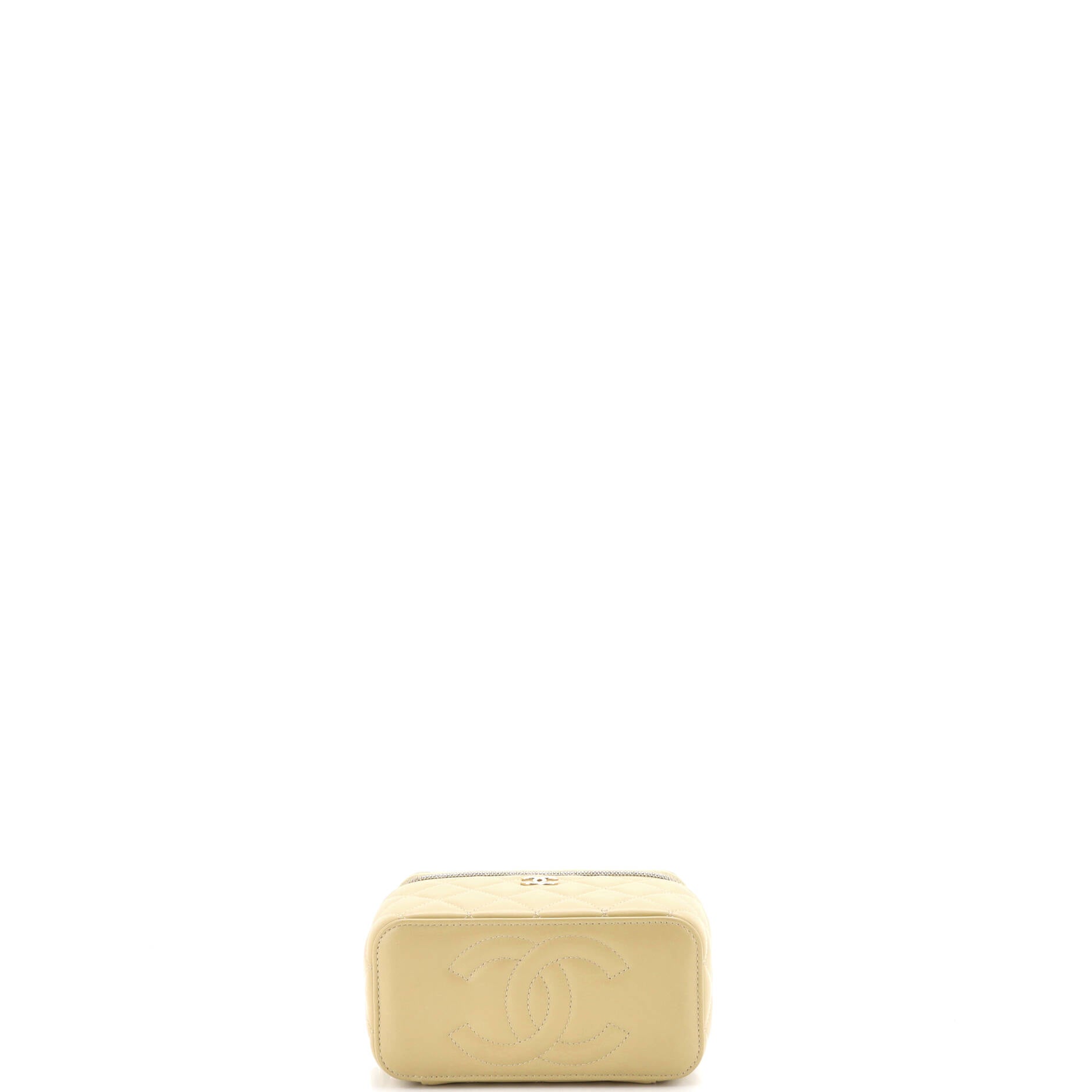 Classic Top Handle Vanity Case with Chain Quilted Lambskin Small