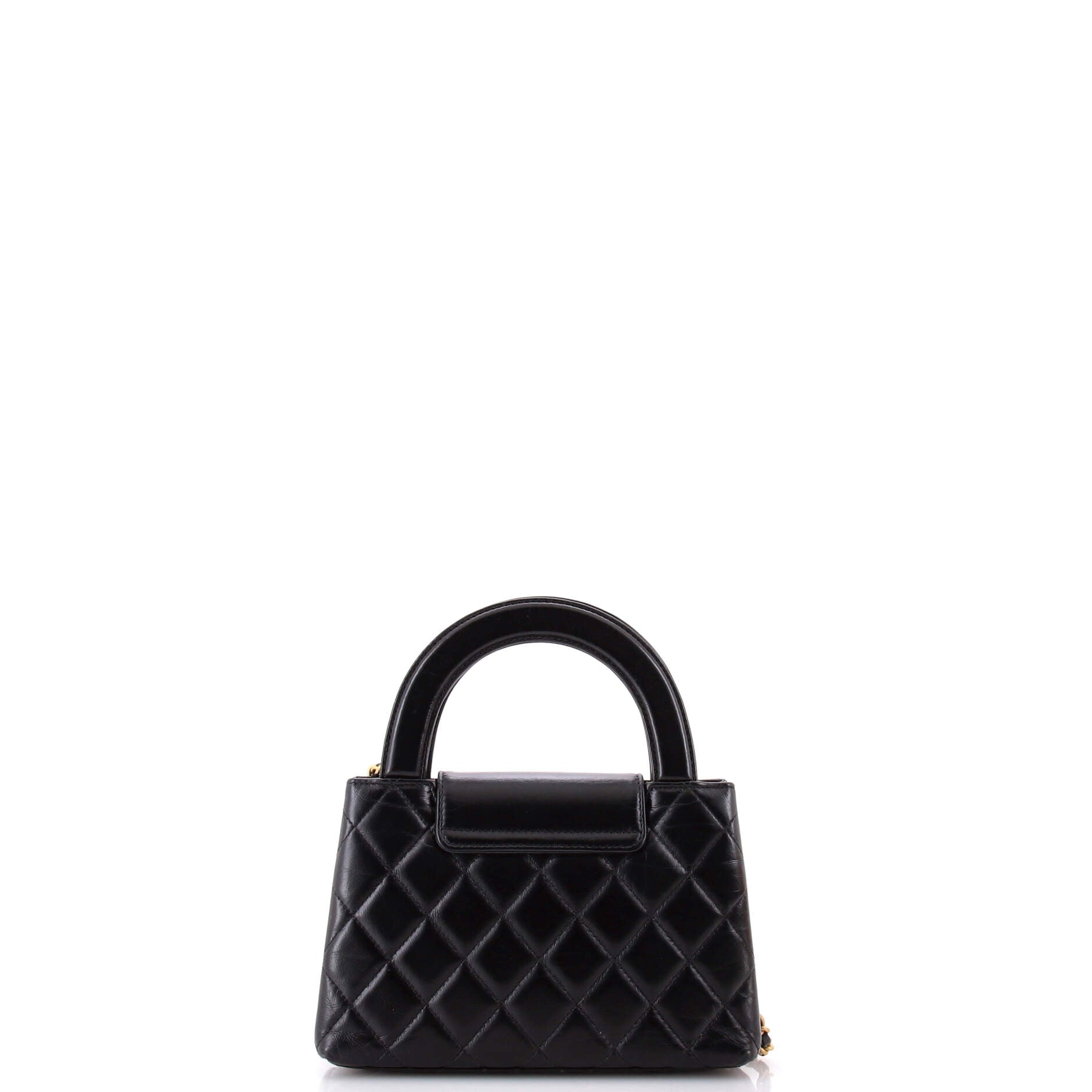 Kelly Top Handle Shopping Bag Quilted Shiny Aged Calfskin Mini