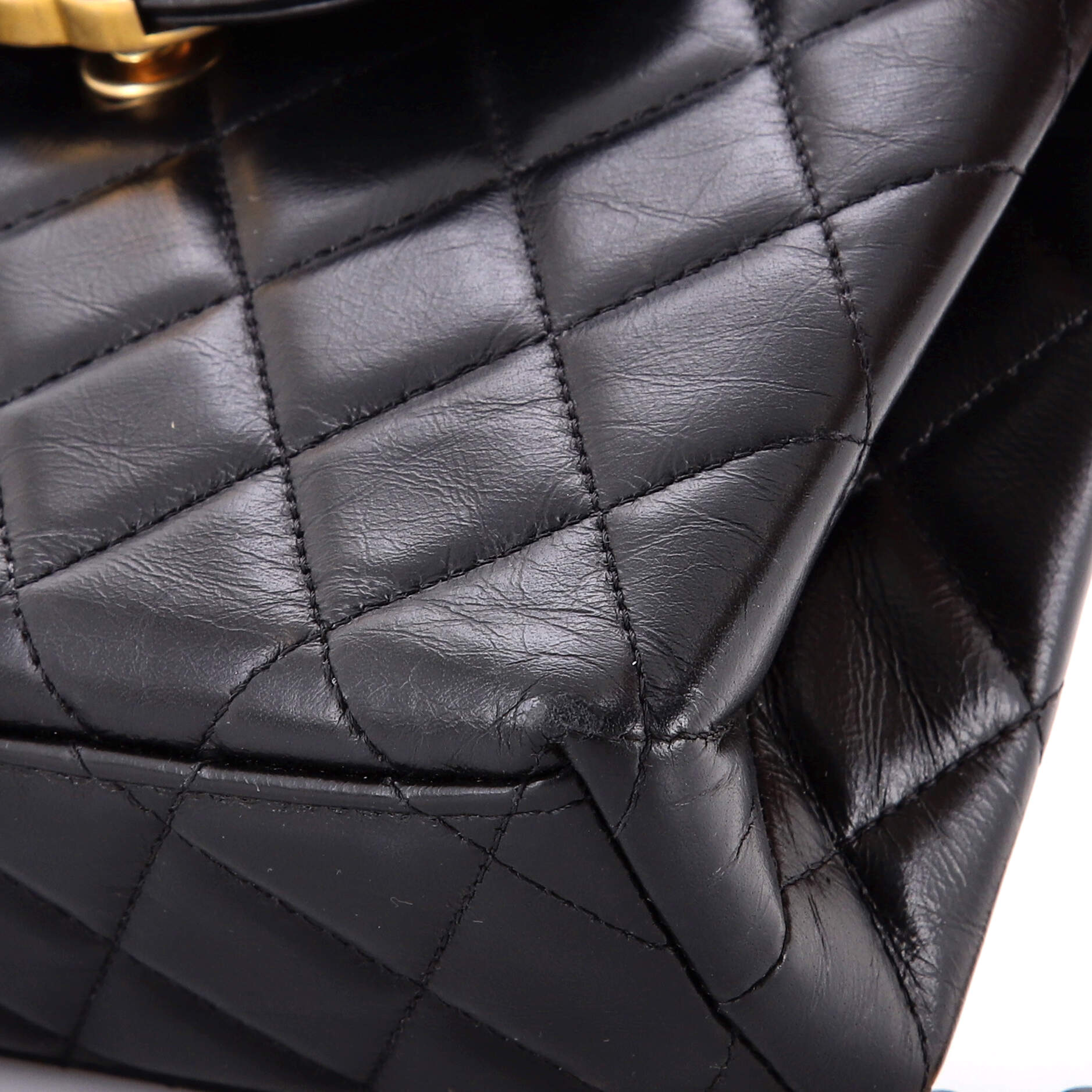 Kelly Top Handle Shopping Bag Quilted Shiny Aged Calfskin Mini