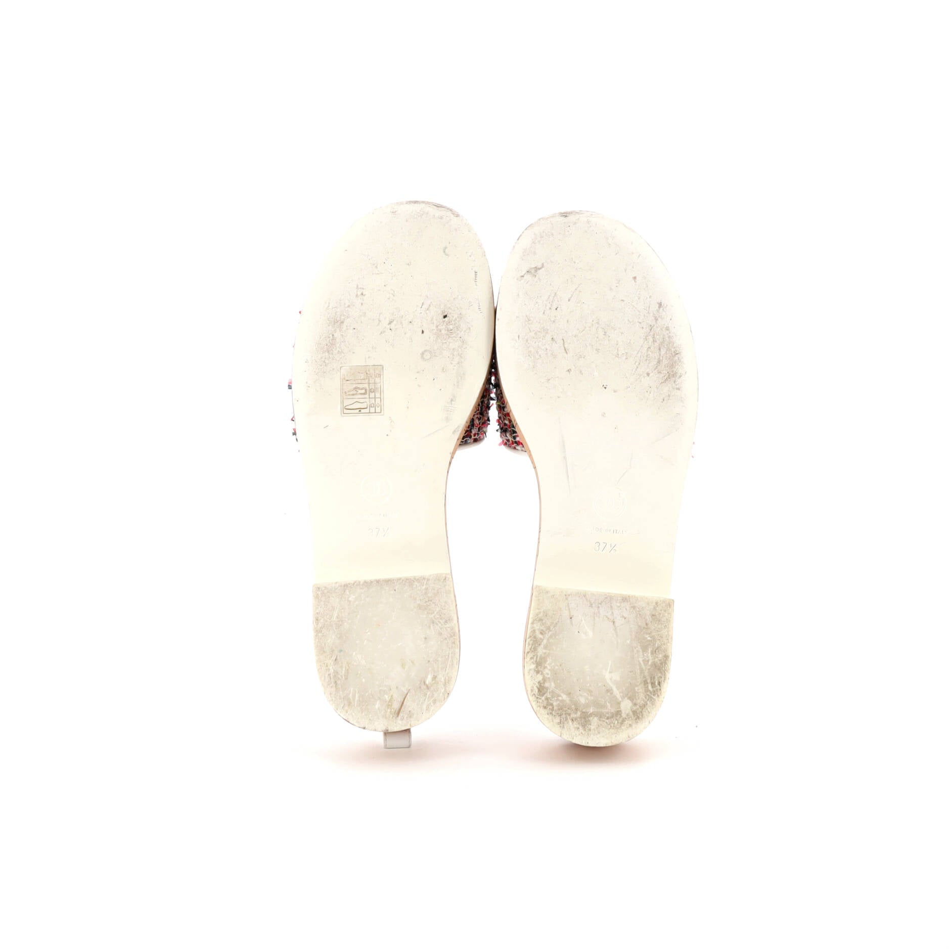 Women's Chain CHA-NEL Mule Sandals Tweed and Cork