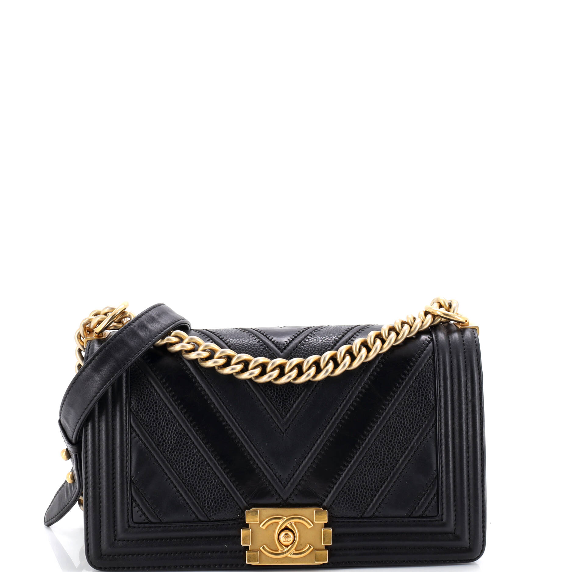 Boy Flap Bag Chevron Calfskin Old Medium