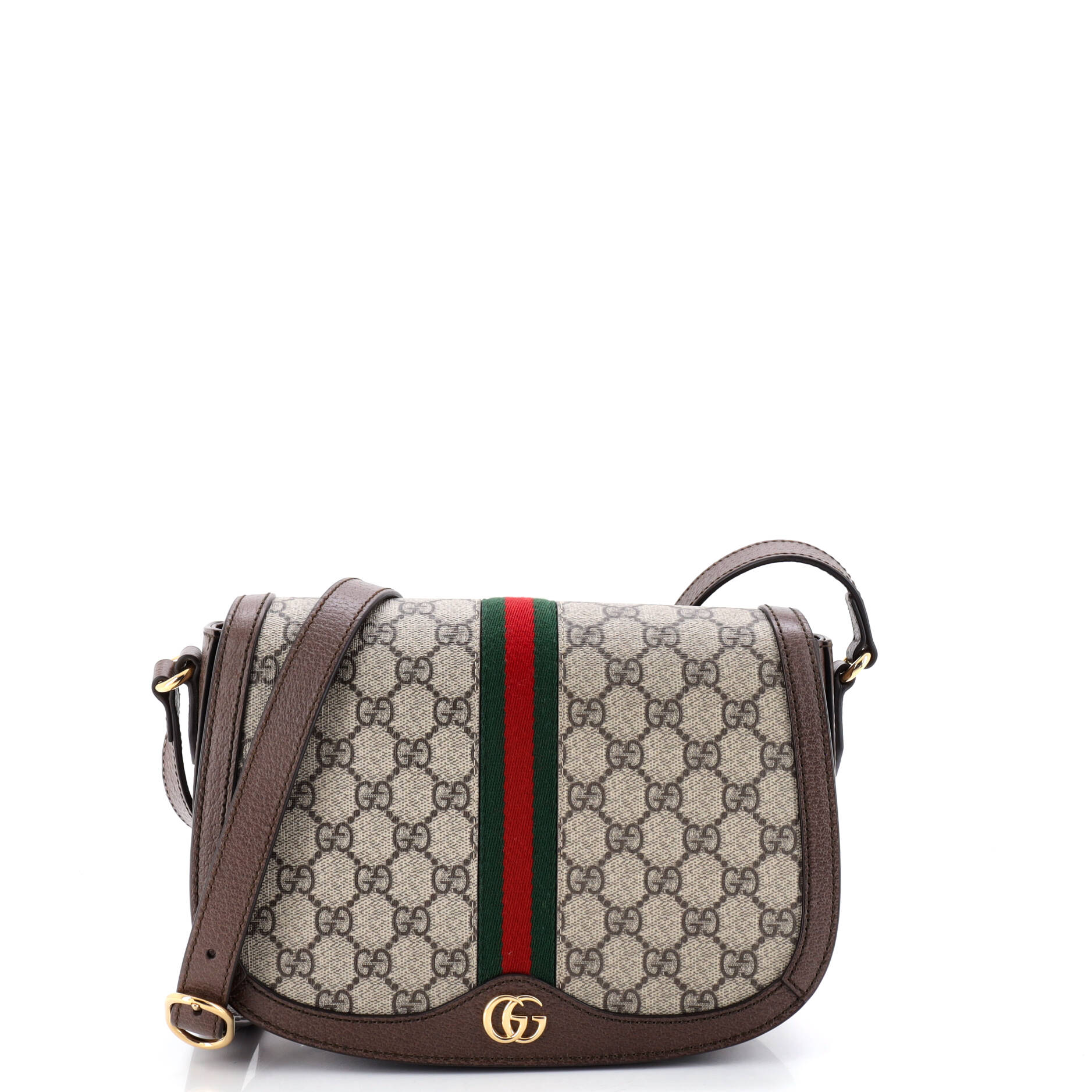 Ophidia Saddle Flap Shoulder Bag GG Coated Canvas Small