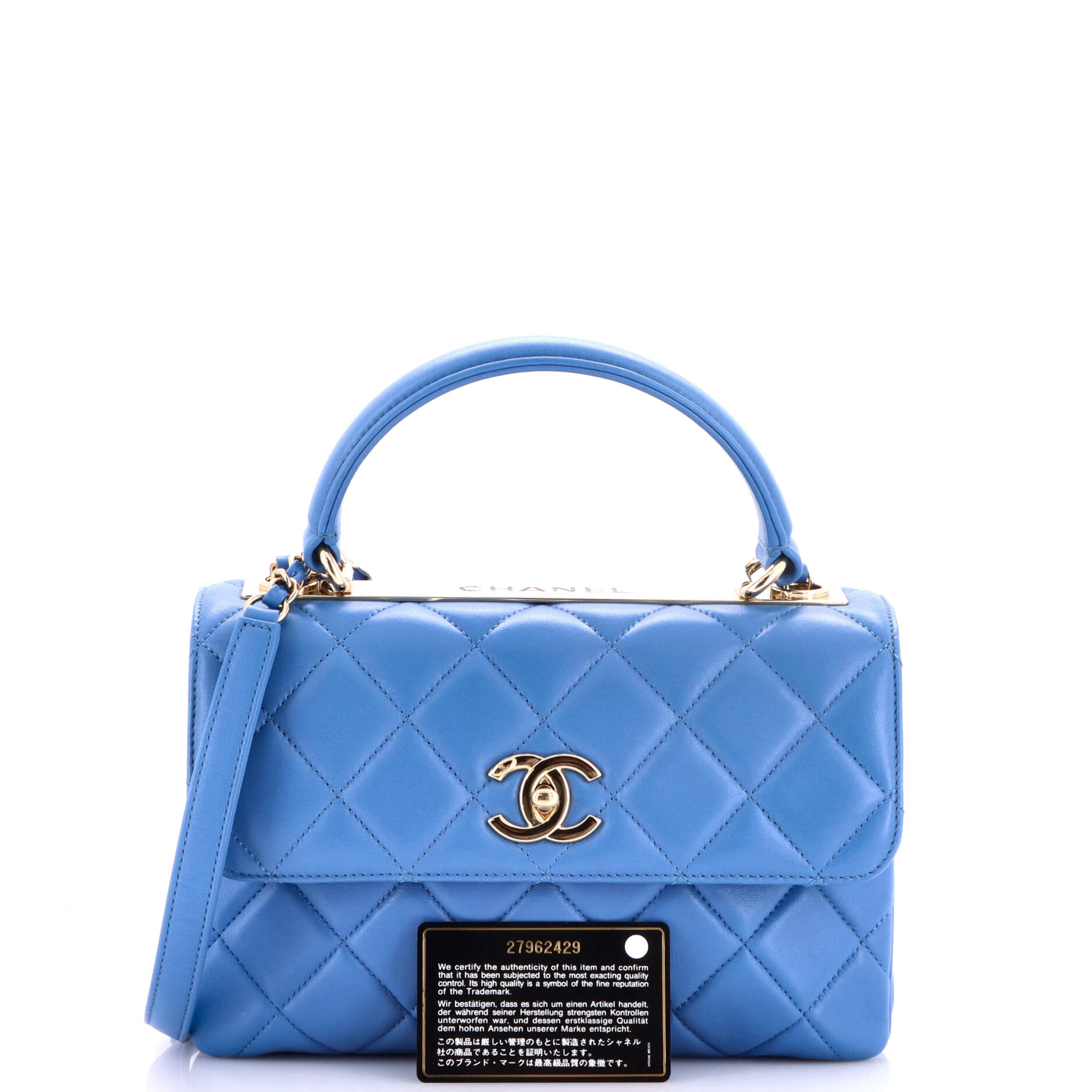 Trendy CC Top Handle Bag Quilted Lambskin Small