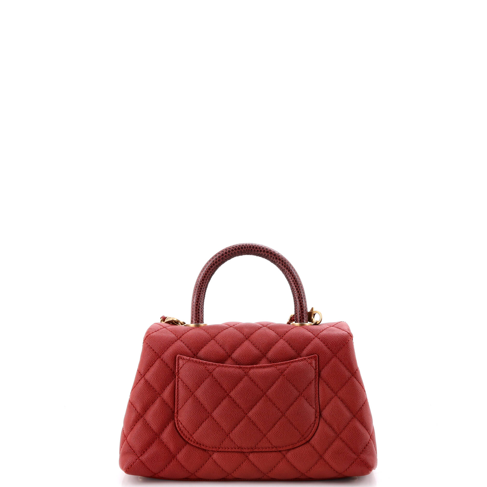 Coco Top Handle Bag Quilted Caviar with Lizard Mini
